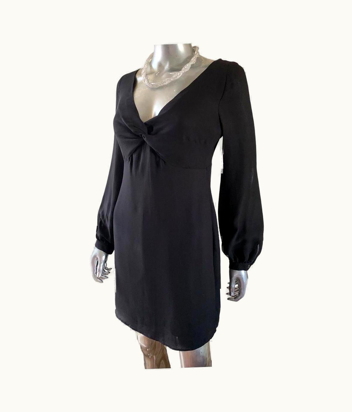 Valentino Little Black Dress Valentino Roma Draped Front Chemise, Italy Nwt