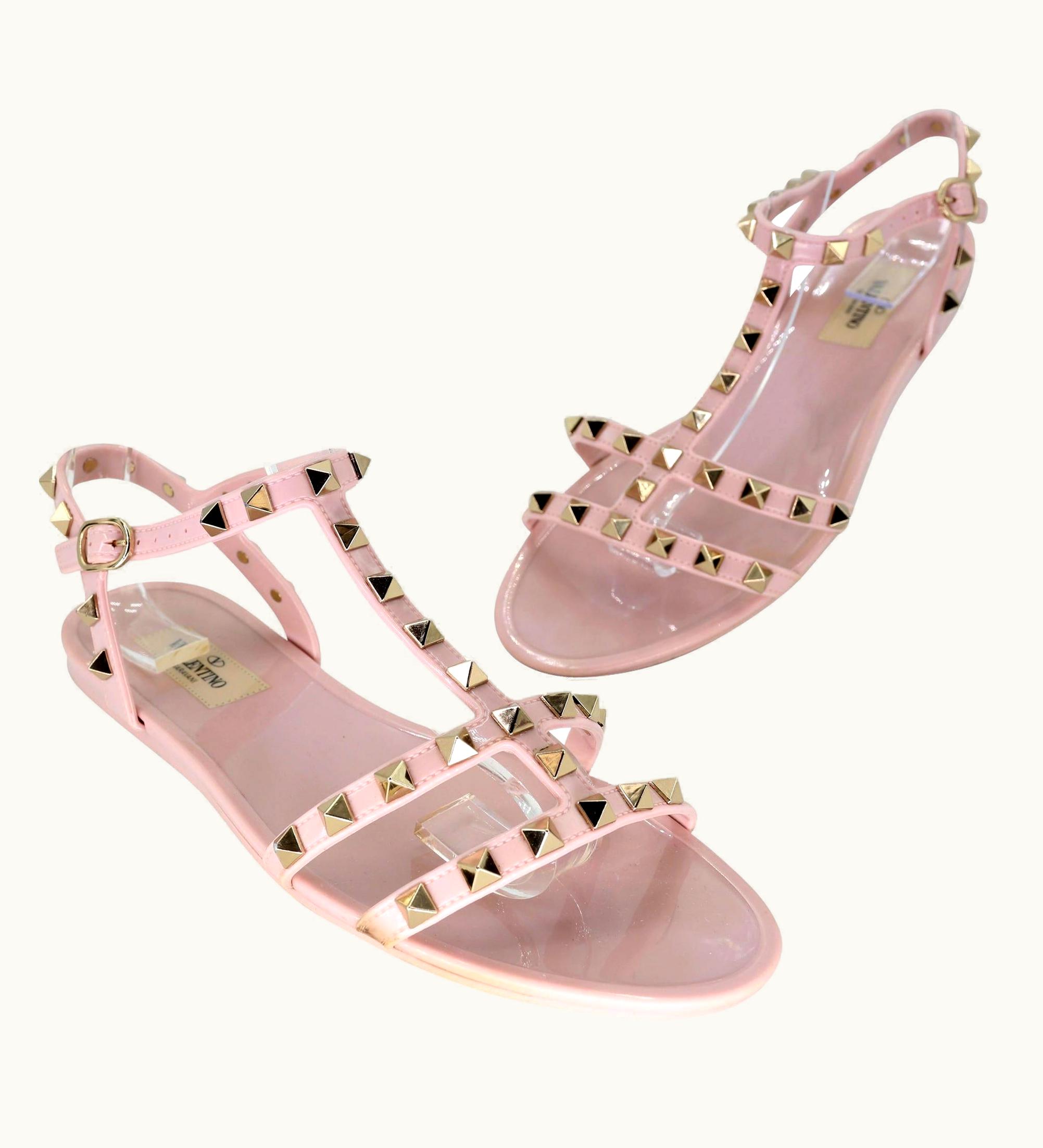 Valentino Garavani Rockstud Gladiator 39 Pvc Flat Thong Sandals Vl-s1009p-a002