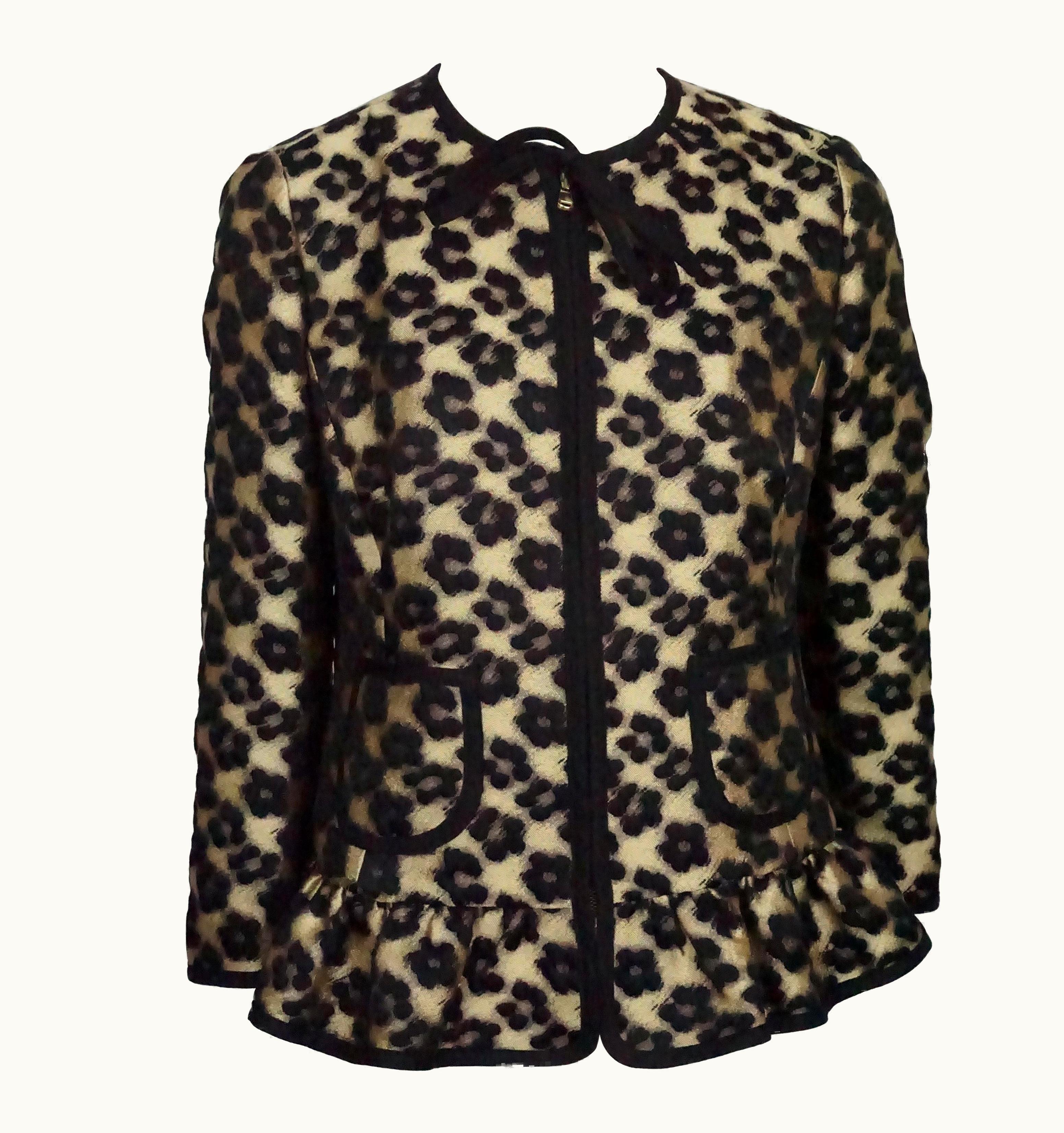 Valentino Red Valentino Gold And Black Leopard Print WoolS/S Polyester Blend Jacket