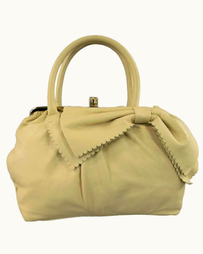 Valentino Valentino Red Beige Leather Top Handles Gold Hinge Bow Handbag