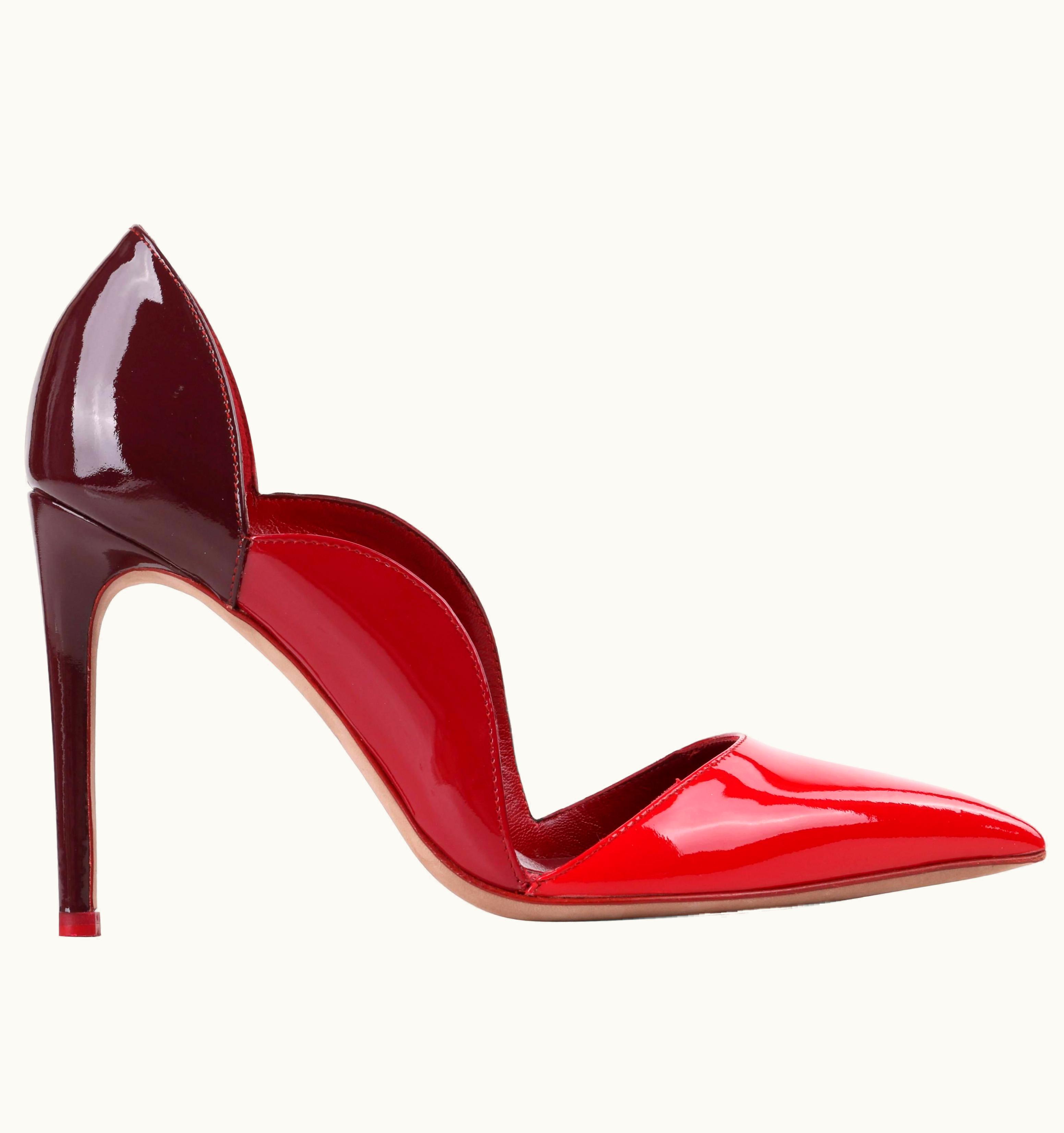 Valentino Valentino Garavani AW 2013 Red Tri-color Patent Leather Scalloped Pumps 35 1/2