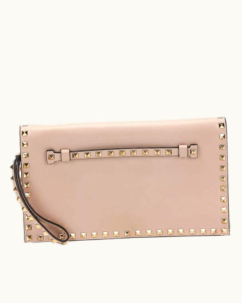Valentino 2015 Valentino Blush Lambskin Rockstud Clutch