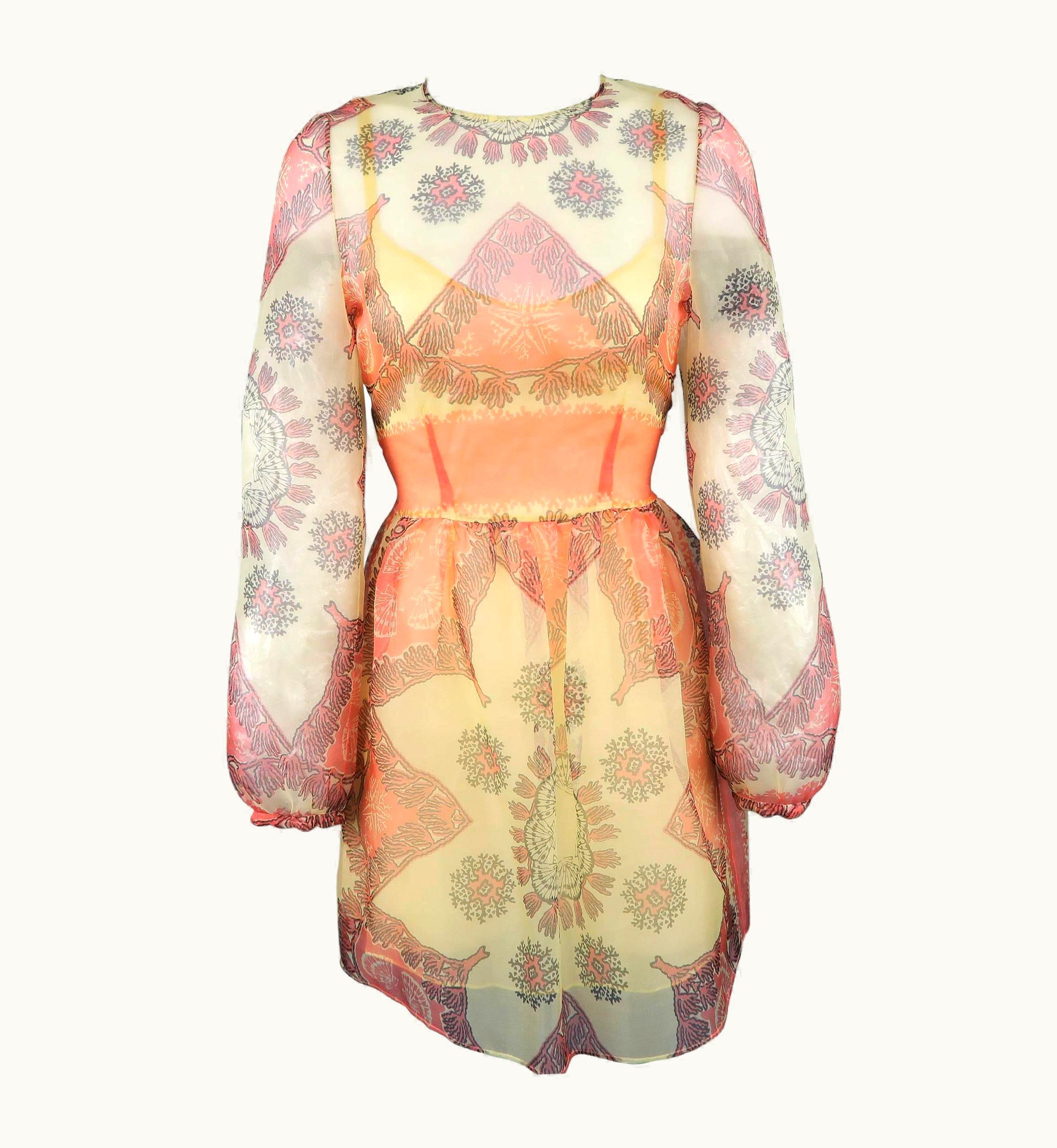 Valentino Valentino Dress - Spring 2015 Runway - Yellow, Pink Sea Life Print Organza