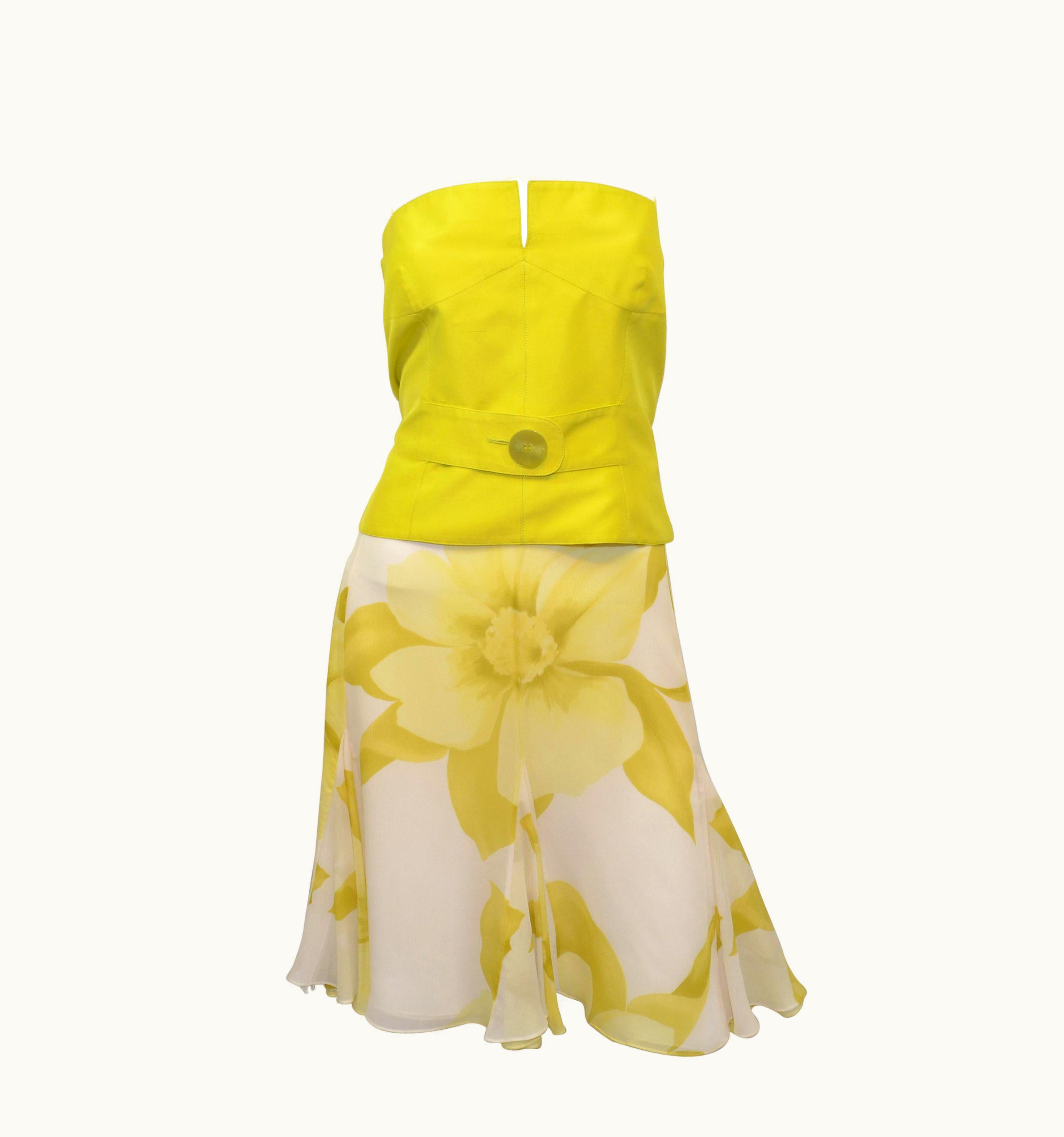 Valentino Valentino Lime Green Chiffon Skirt With Camisole Top