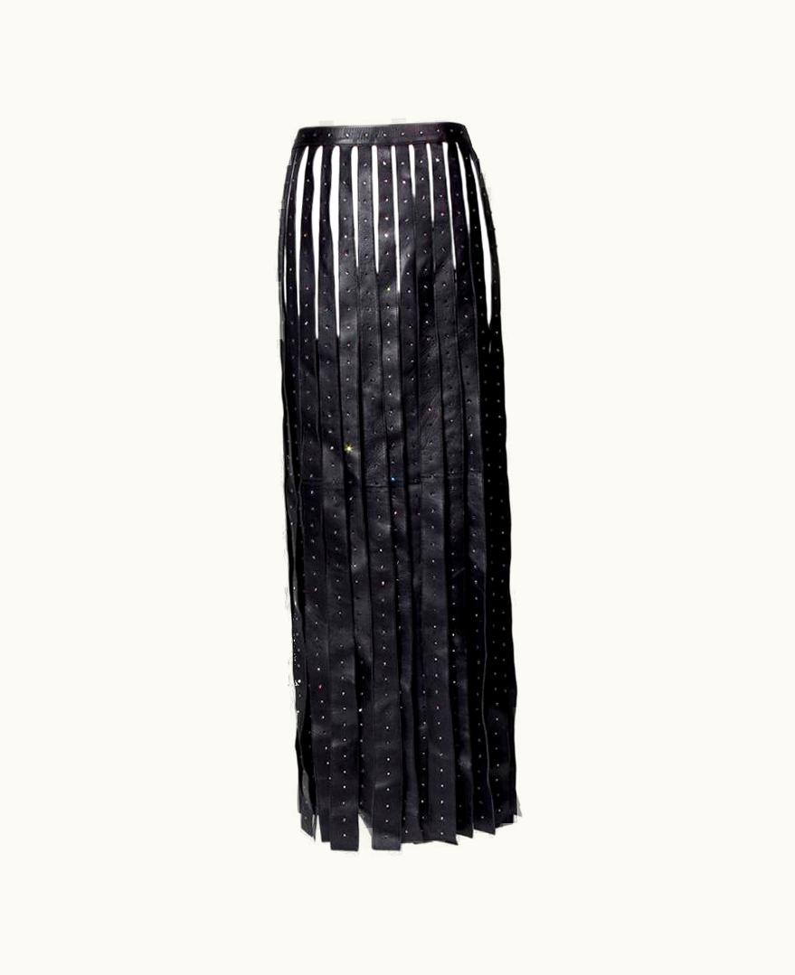 Valentino Valentino Leather Gladiator Skirt With Rhinestones, Circa 2016