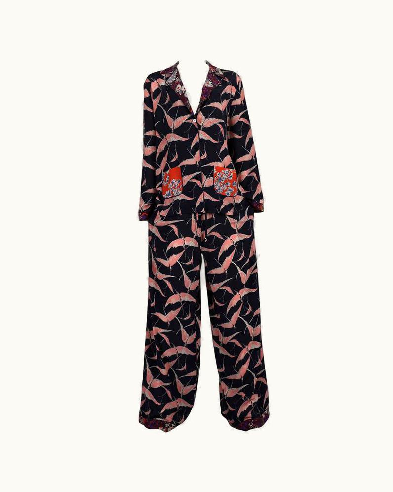 Valentino Valentino Oriental Style Silk Pant Suit, Circa 2016