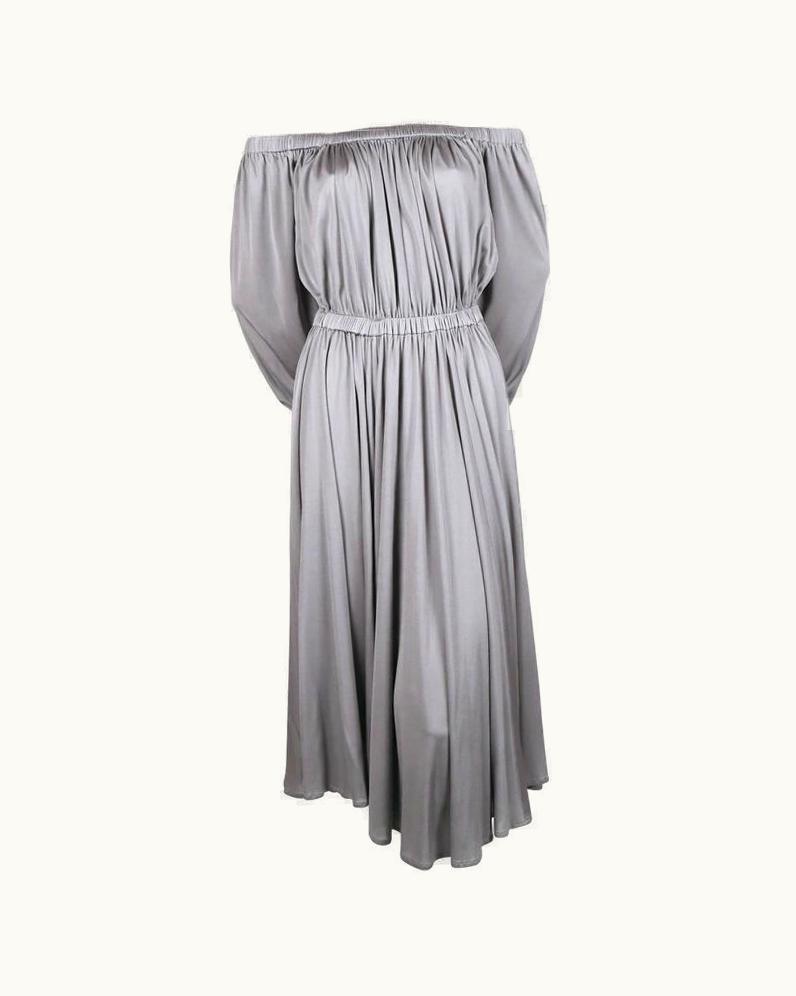 Valentino 2016 Valentino Dove Grey Off-the-shoulder Silk Runway Dress
