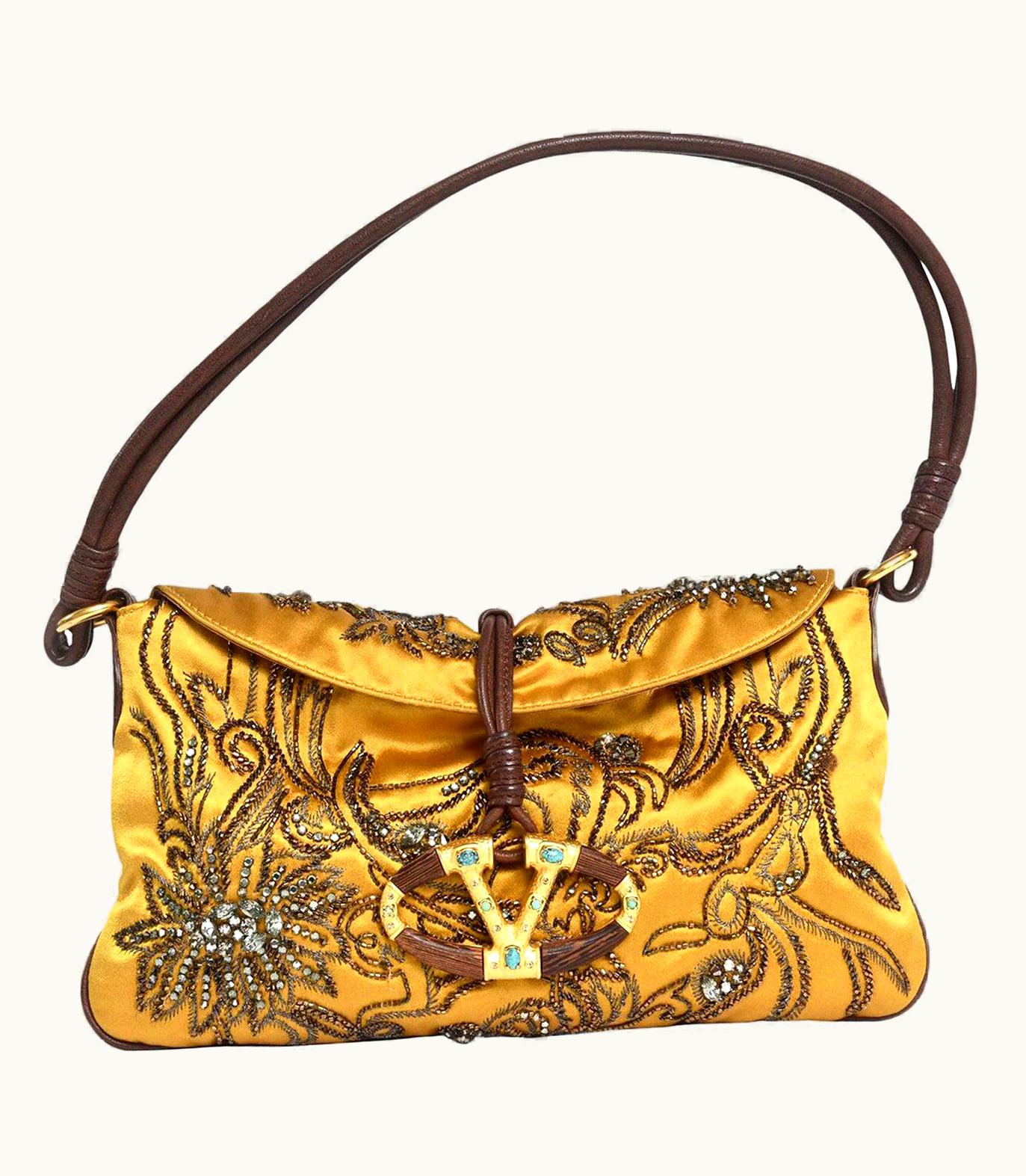 Valentino Valentino Silk Satin, Sequined Crystals And Leather Clutch Or Shoulder Bag