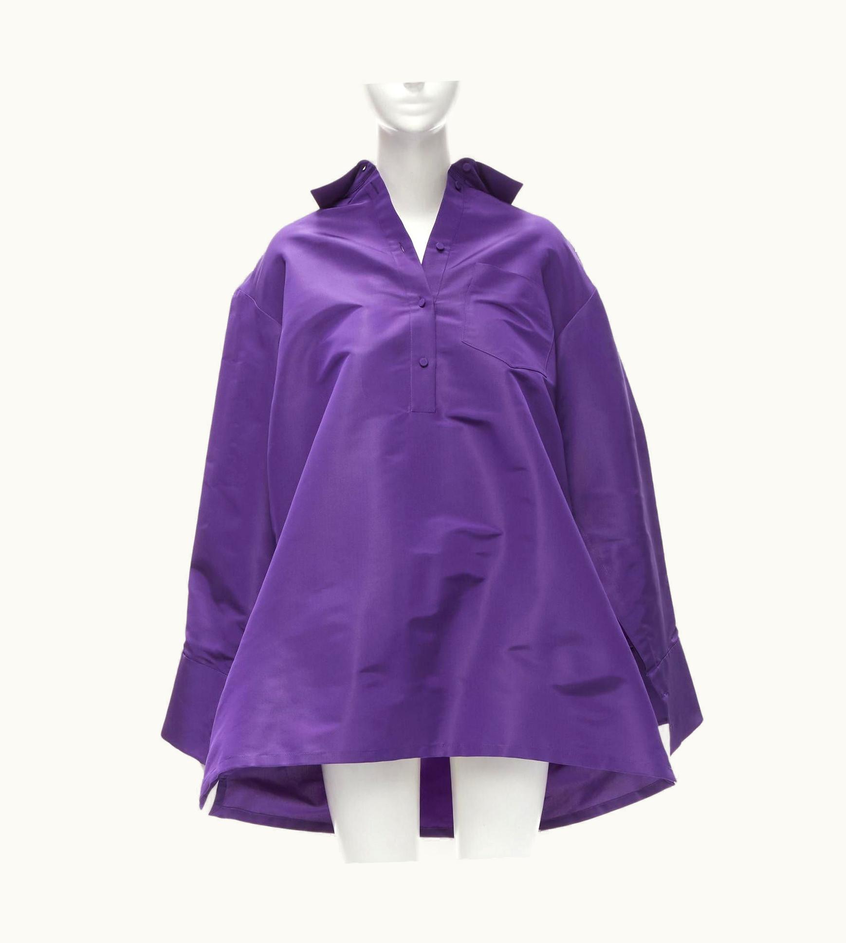 Valentino Valentino 2022 Runway Purple Silk Taffeta 3d Cut Oversized Tunic Shirt