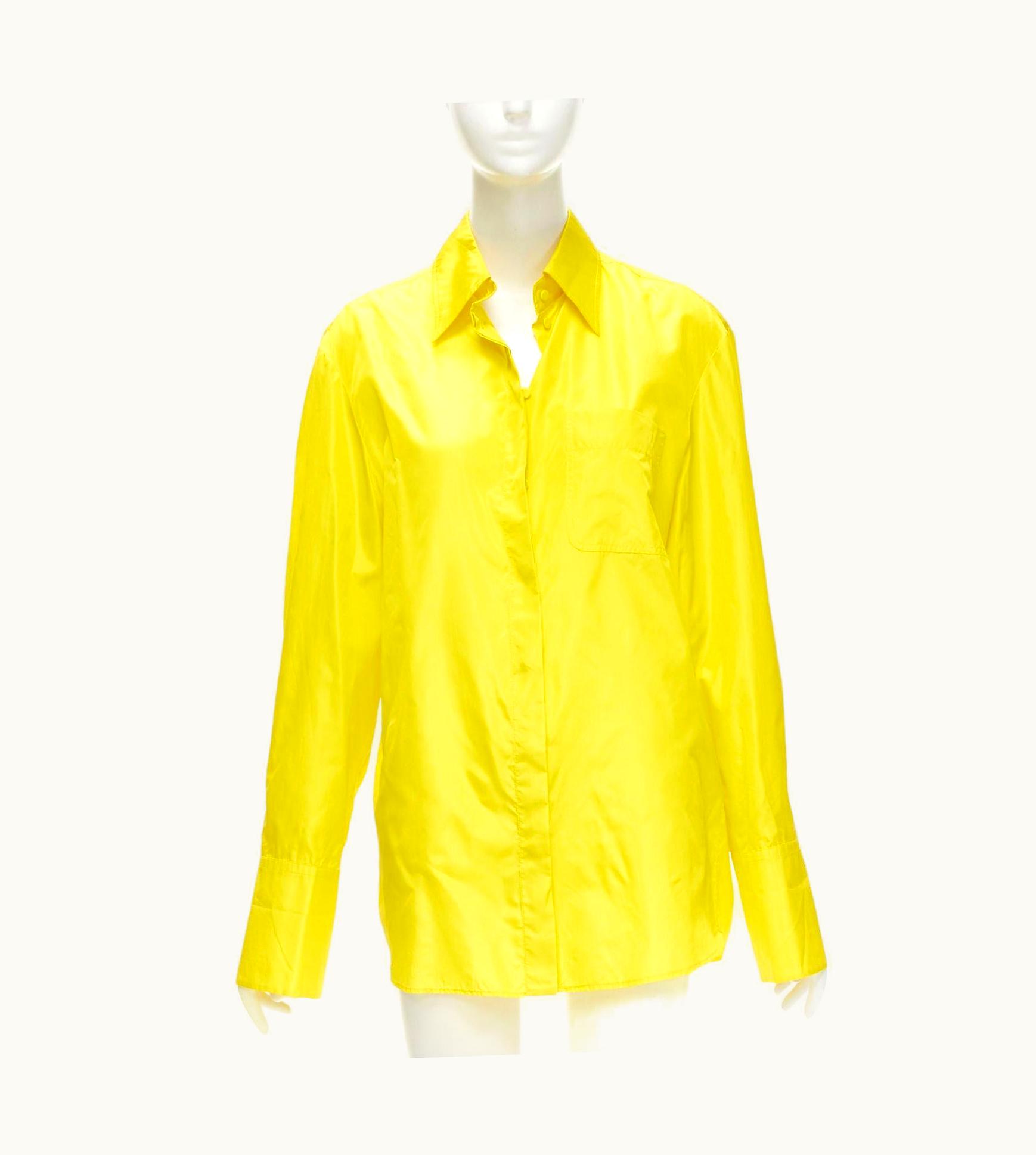 Valentino Valentino 2022 Runway Yellow Silk Taffeta Back Slit Boxy Oversized Shirt