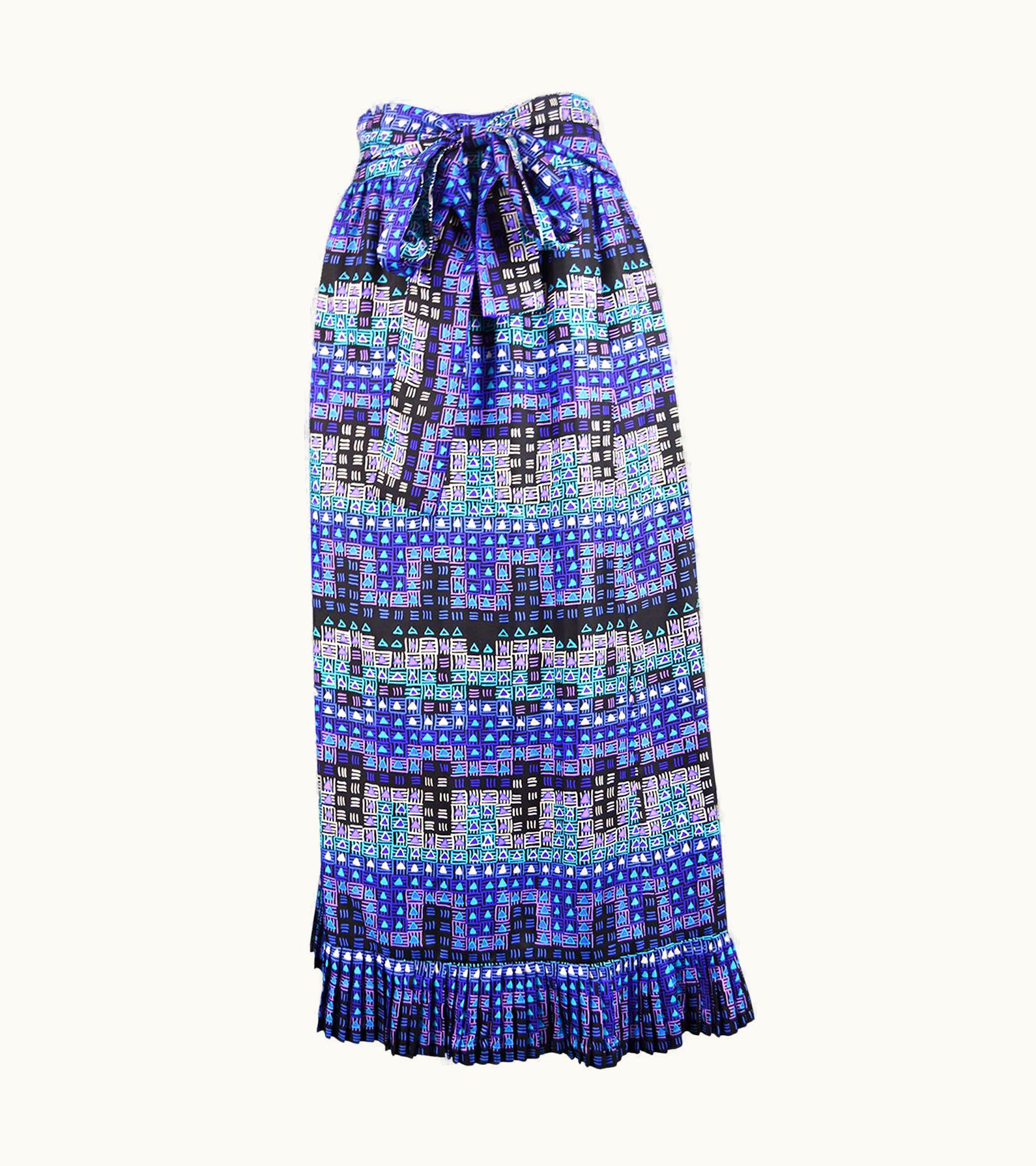 Givenchy Givenchy Vintage 1970s Blue Silk Midi Skirt