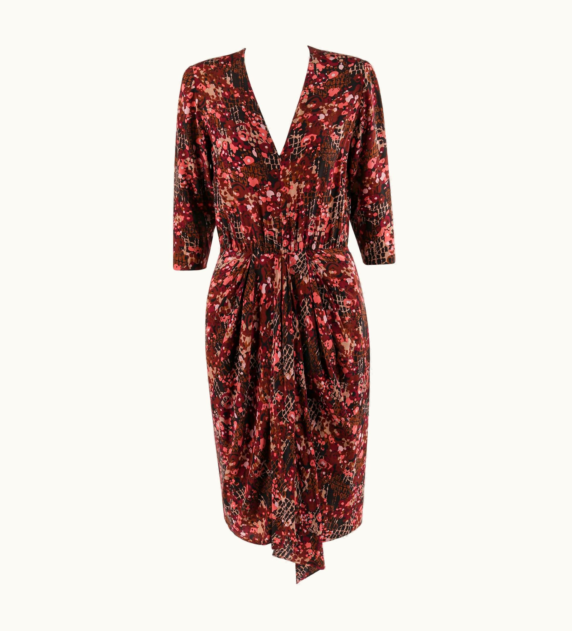 Givenchy Givenchy c.1970' Haute Couture Silk Floral Print Sheath Dress Numbered