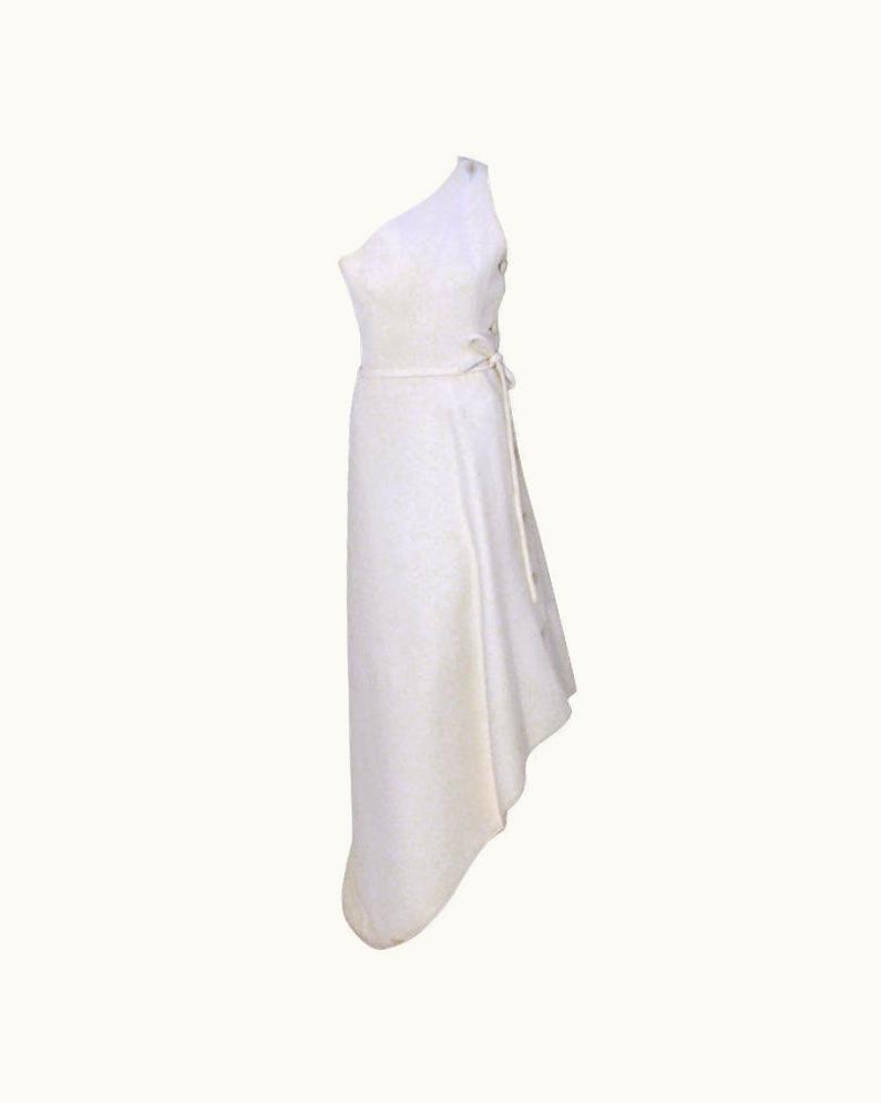 Givenchy Givenchy Couture Long White One Shoulder Gown, Circa 1970' Betsy Bloomingdale