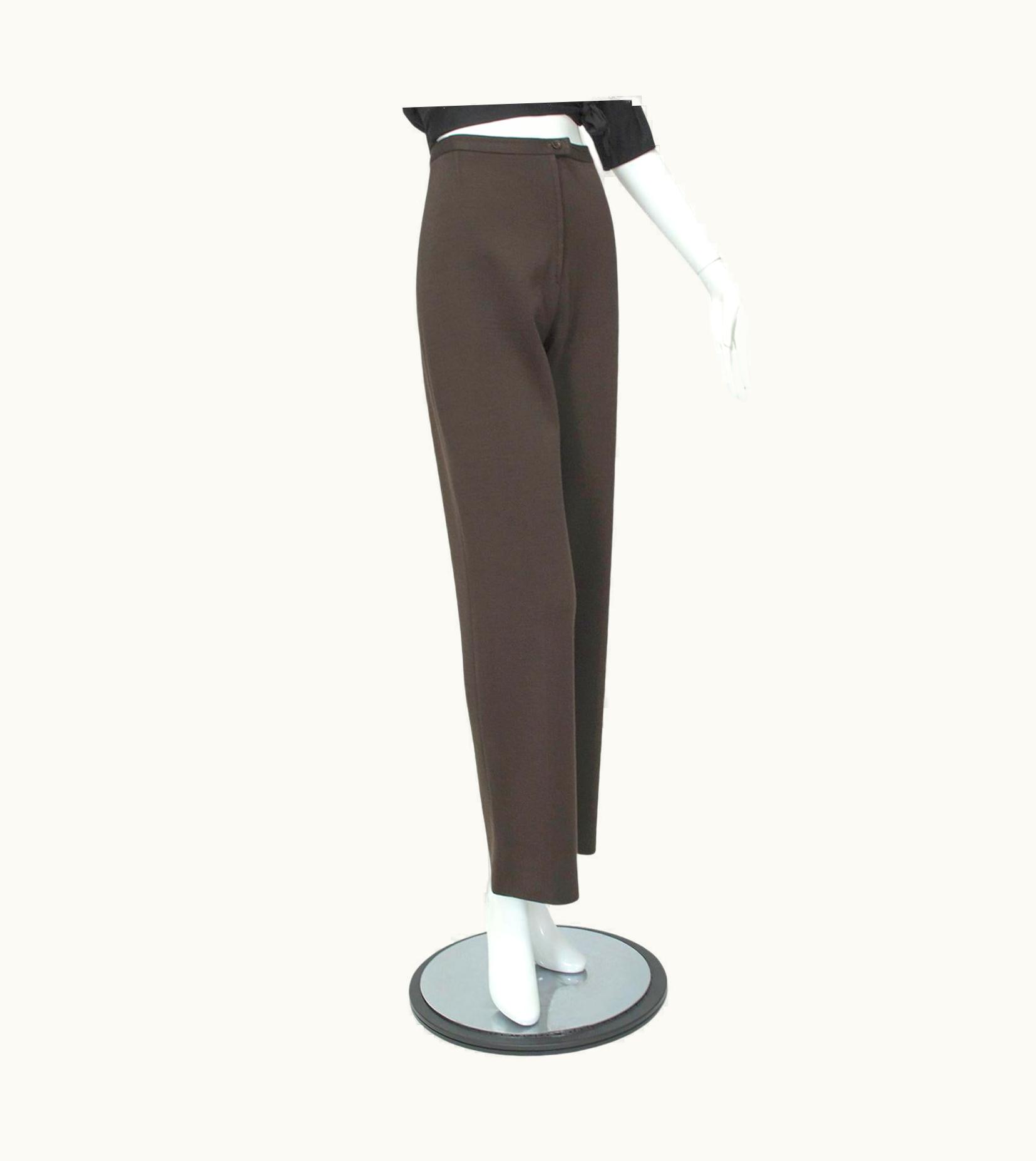 Givenchy Givenchy Brown Double Knit Wool High-Waisted Straight Leg Trousers -, 1970s