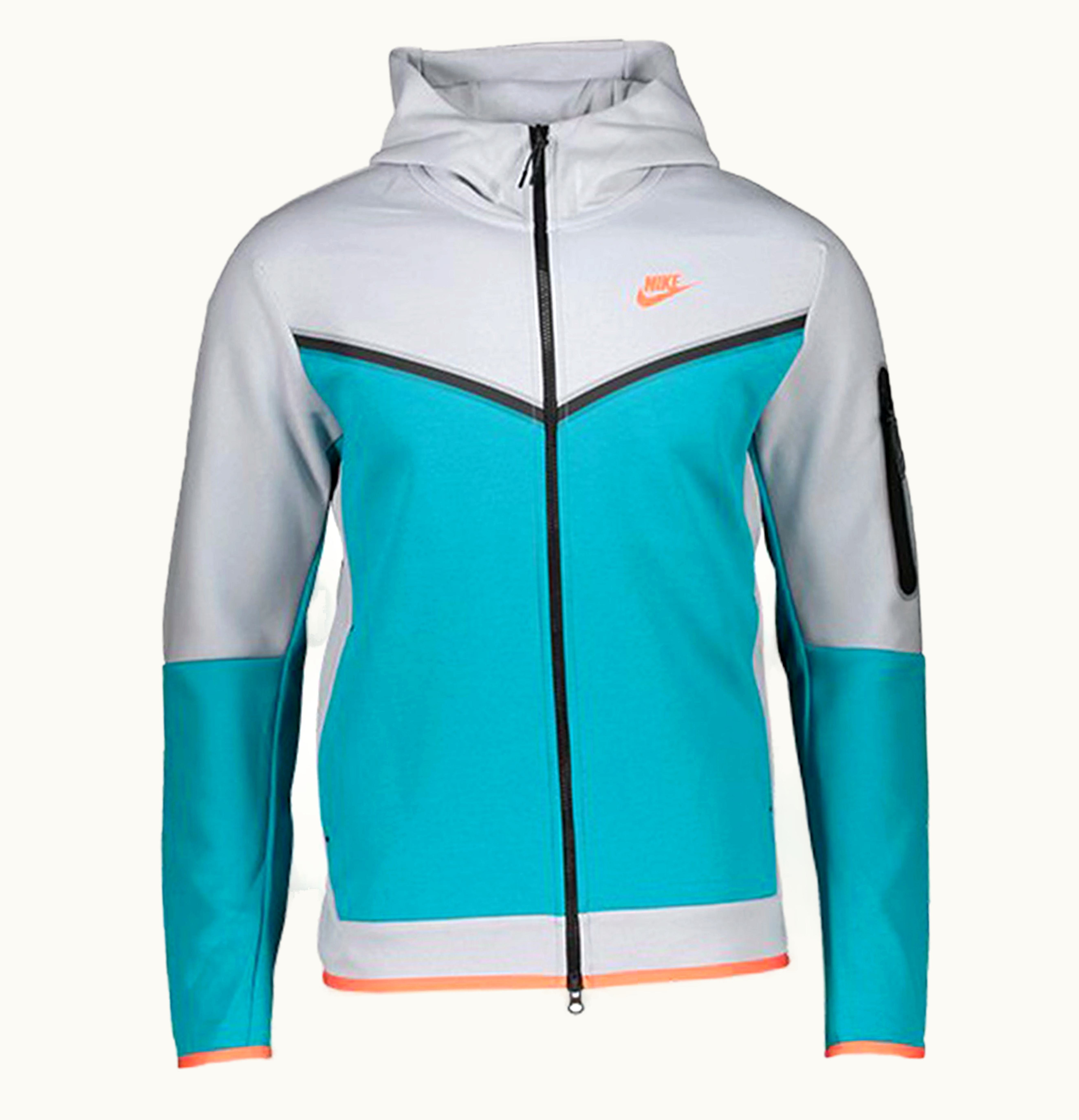 Nike Nike Tech Fleece Full Zip Hoodie Grey Light Blue Orange Black
