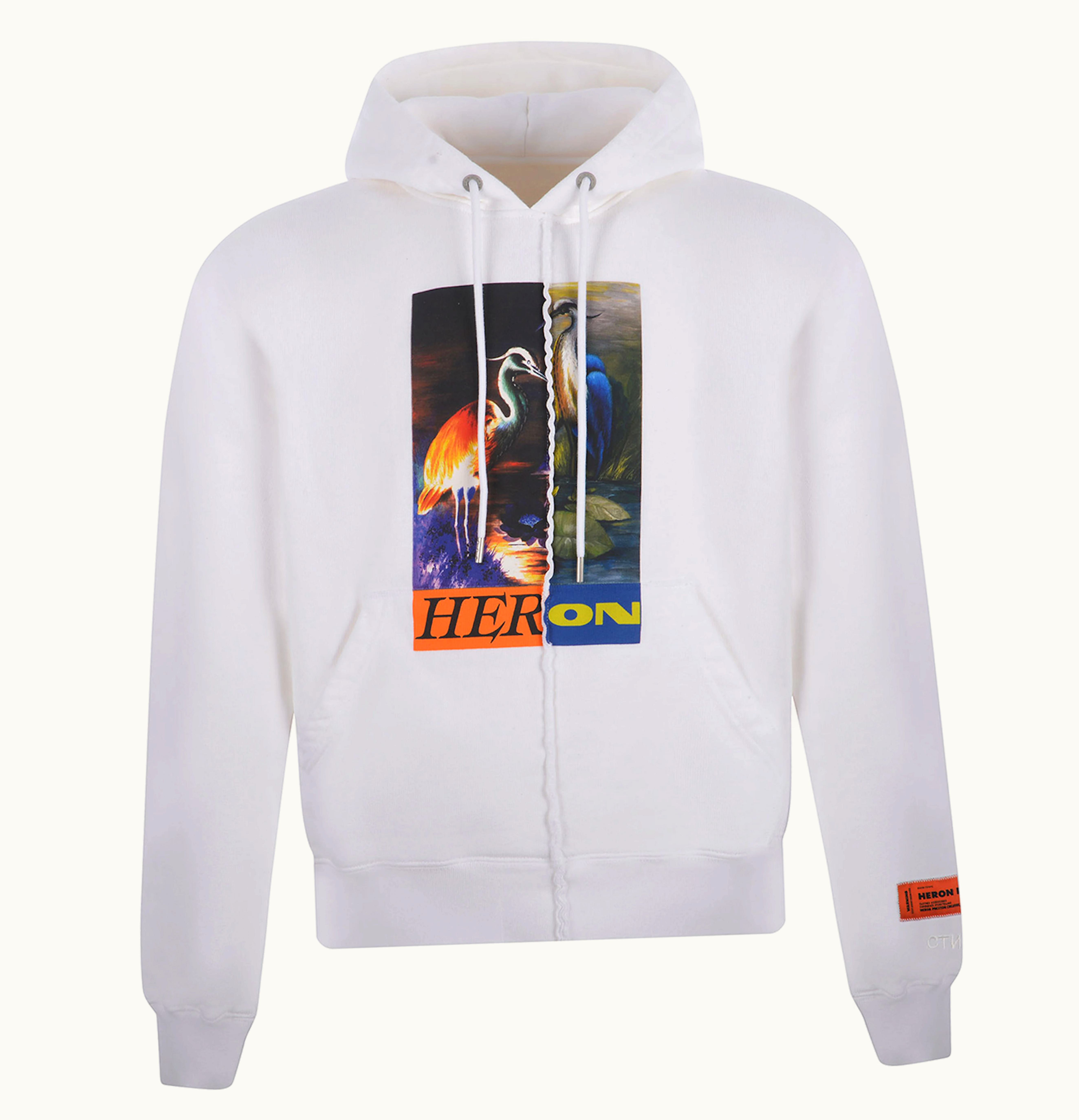 Heron Preston Split Herons Hoodie White Orange Multi