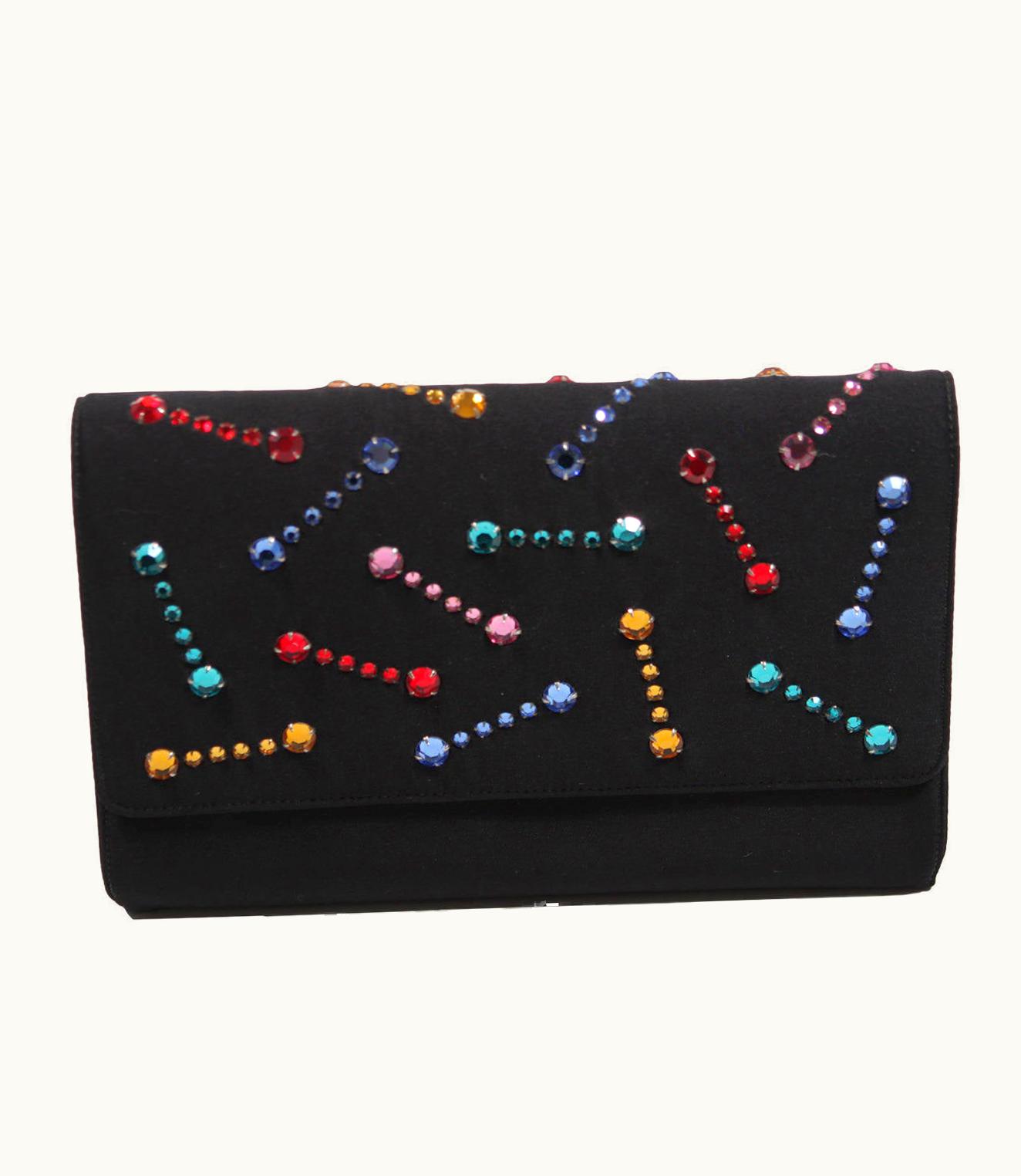 Givenchy Givenchy Paris Black Clutch With Rhinestones