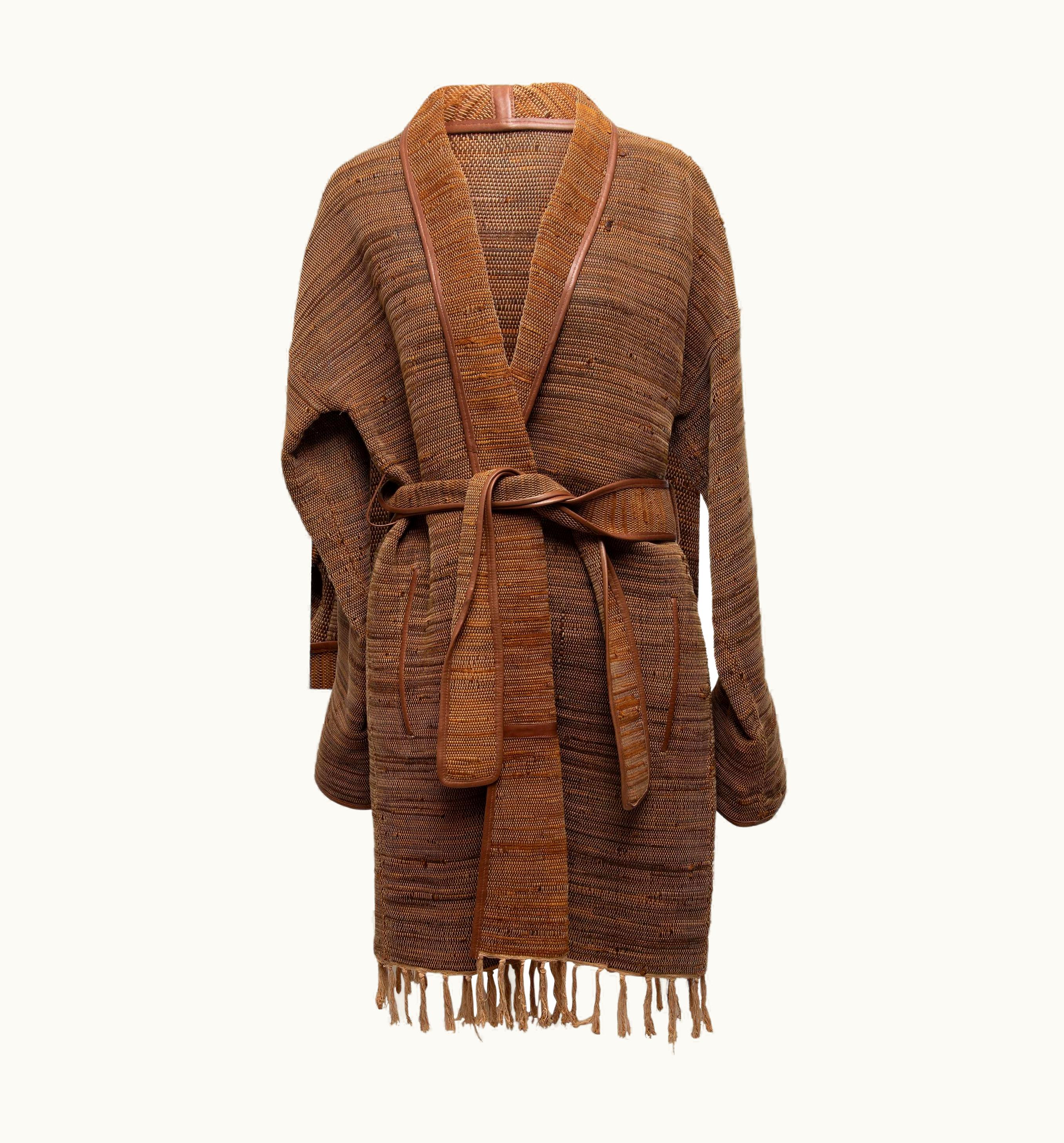 Givenchy Givenchy Tan Woven Leather Oversized Coat