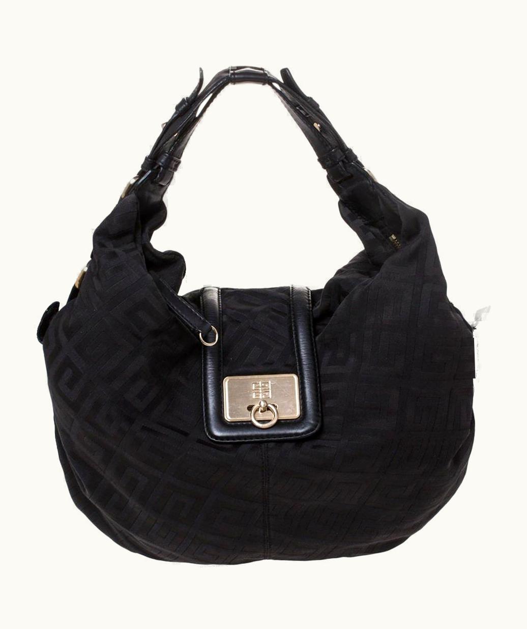 Givenchy Givenchy Black Monogram Canvas Flap Hobo