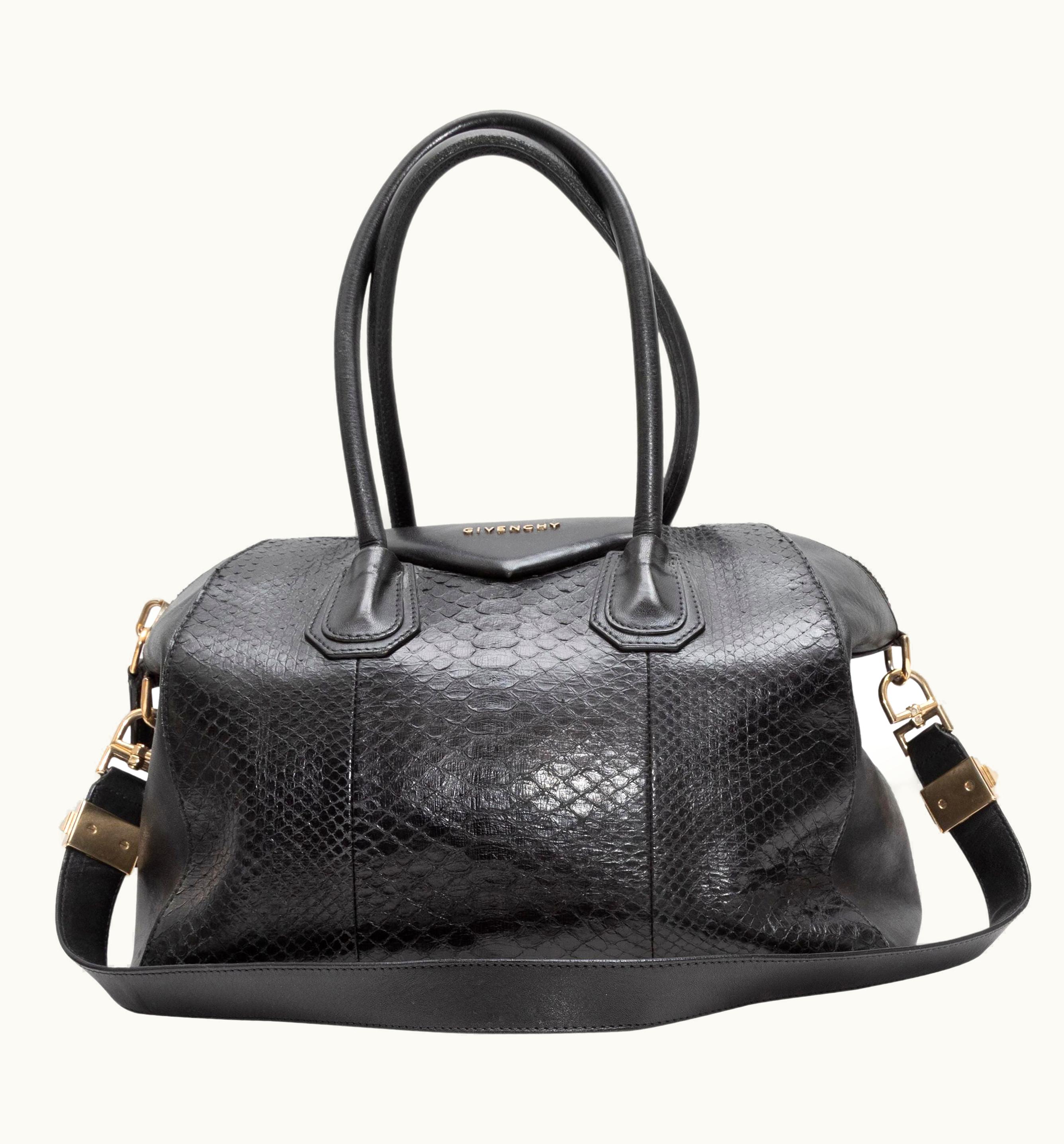Givenchy Givenchy Black Antigona Python & Leather Handbag