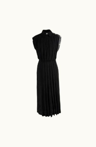 Givenchy Givenchy Leather Trimmed Pleated Maxi Dress