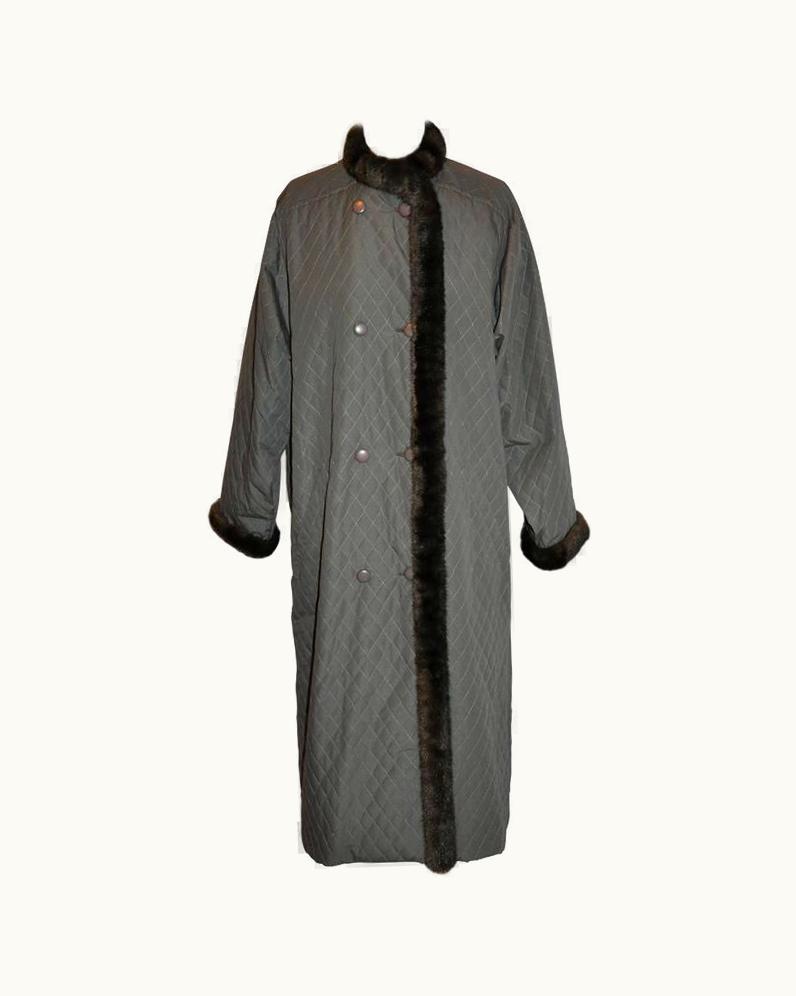 Givenchy Givenchy Olive Green Lightweight Quilted Flared Coat