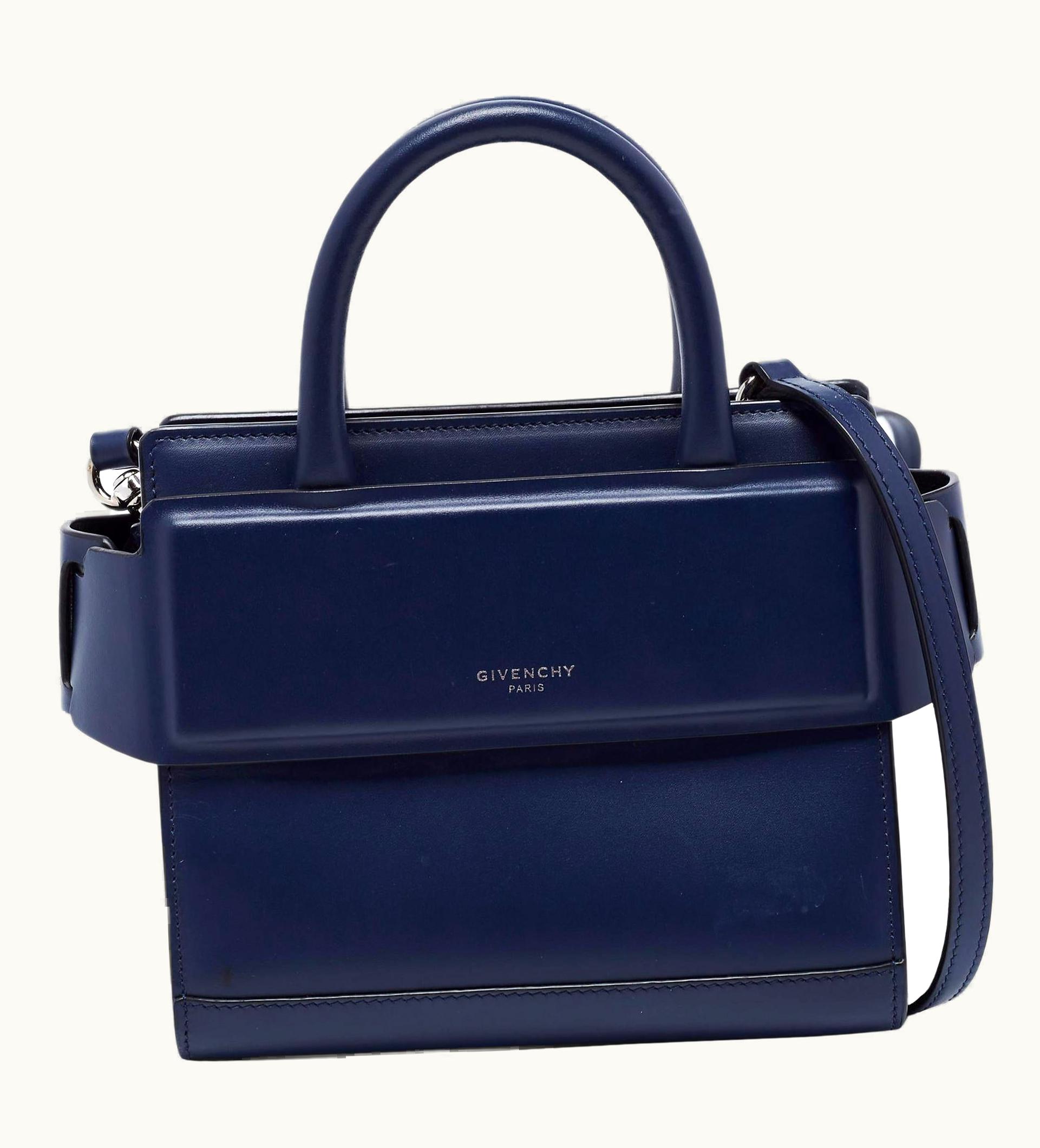 Givenchy Givenchy Navy Blue Leather Nano Horizon Satchel