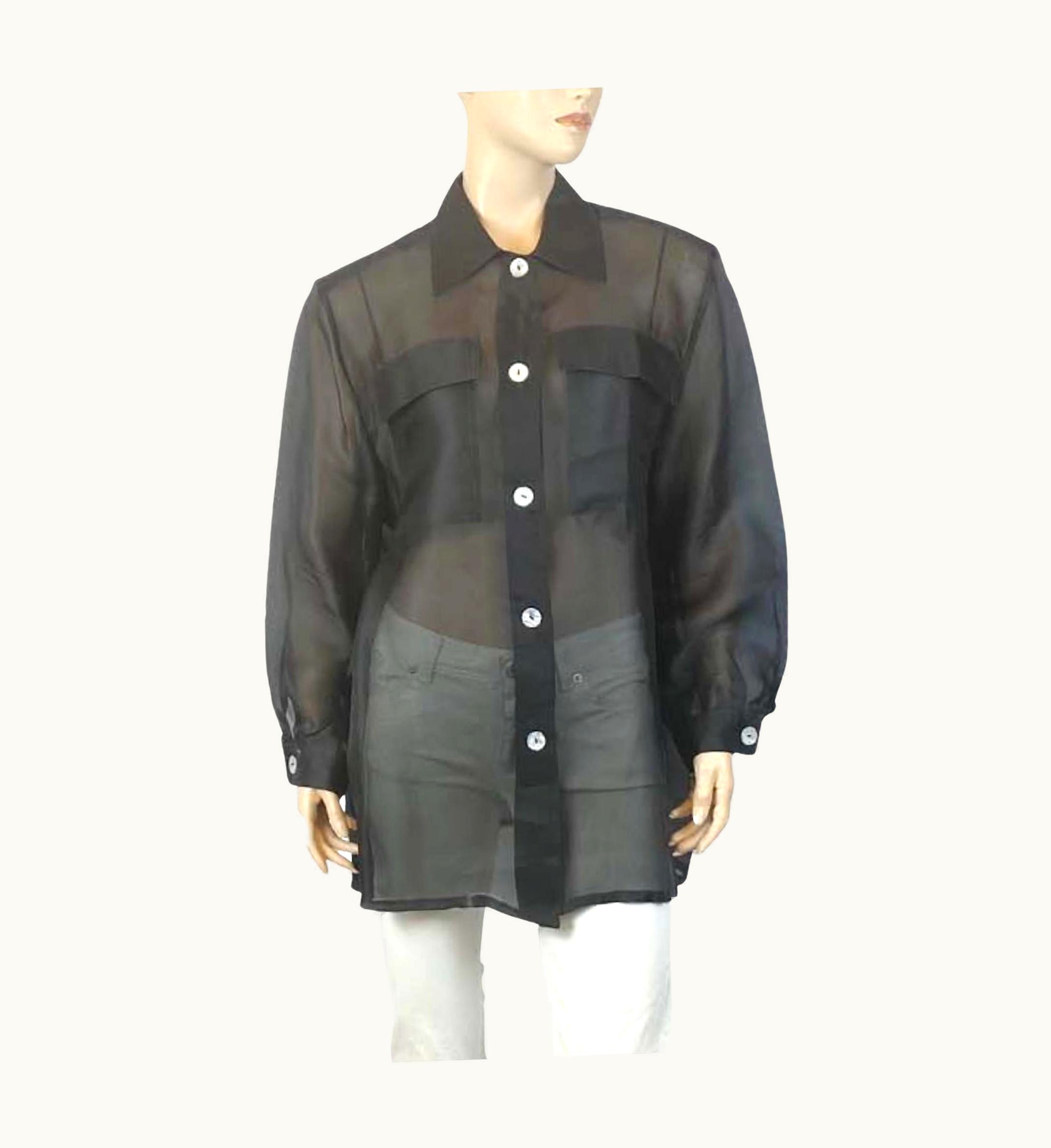 Givenchy Givenchy Silk Sheer Button Up Blouse - Us10w