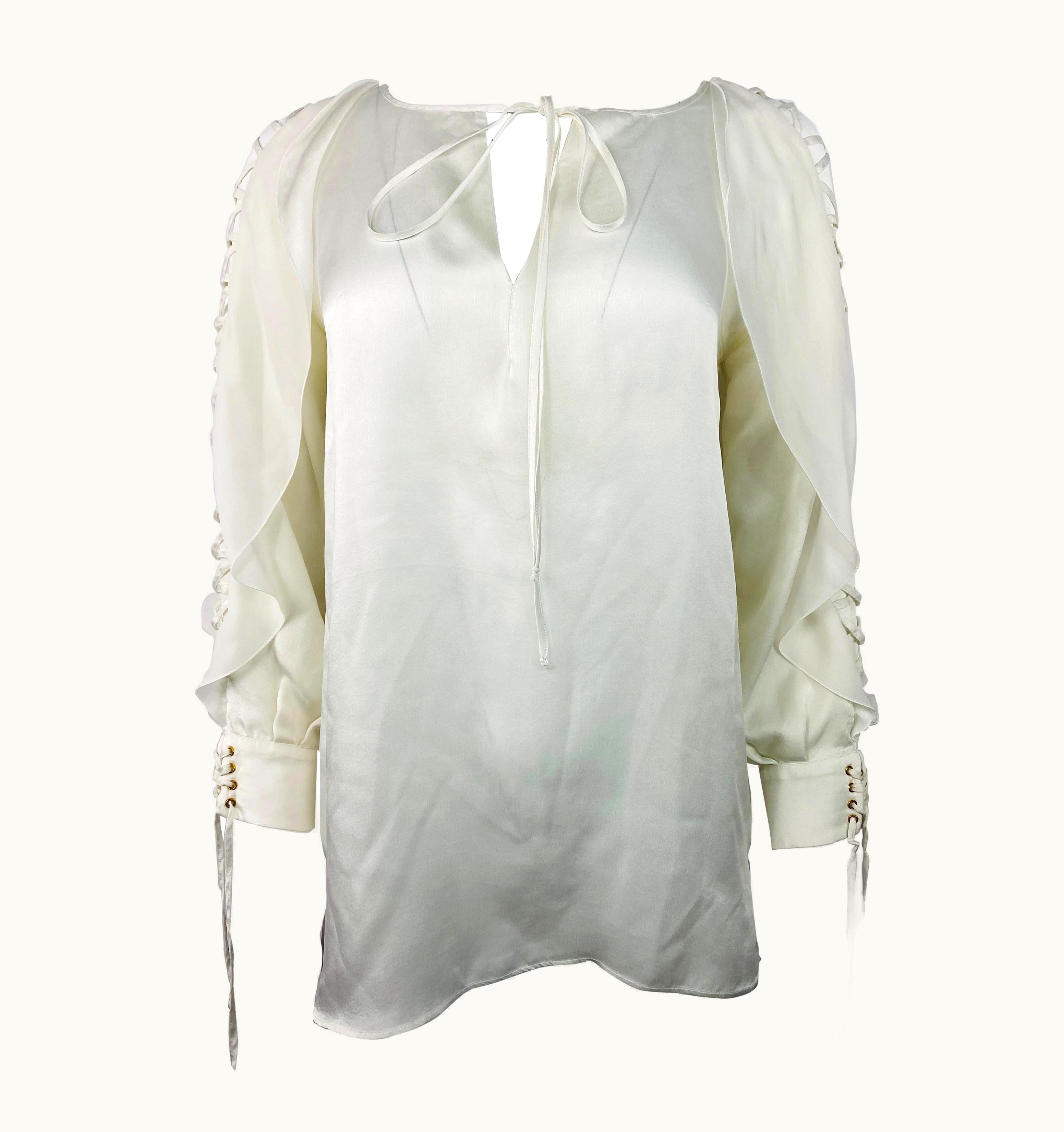 Givenchy Givenchy White Silk Long Sleeves Blouse Top