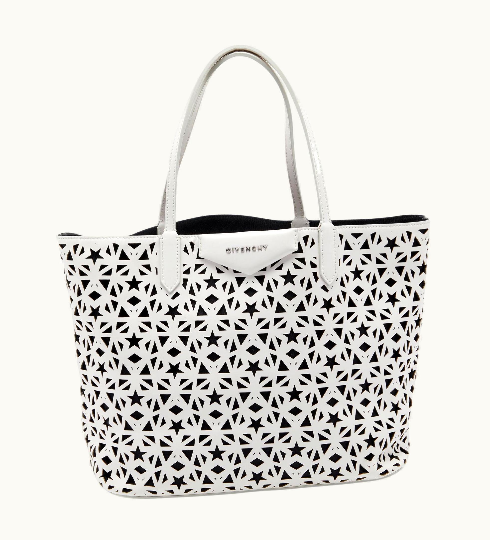 Givenchy Givenchy White Perforated Leather Small Star Antigona Tote
