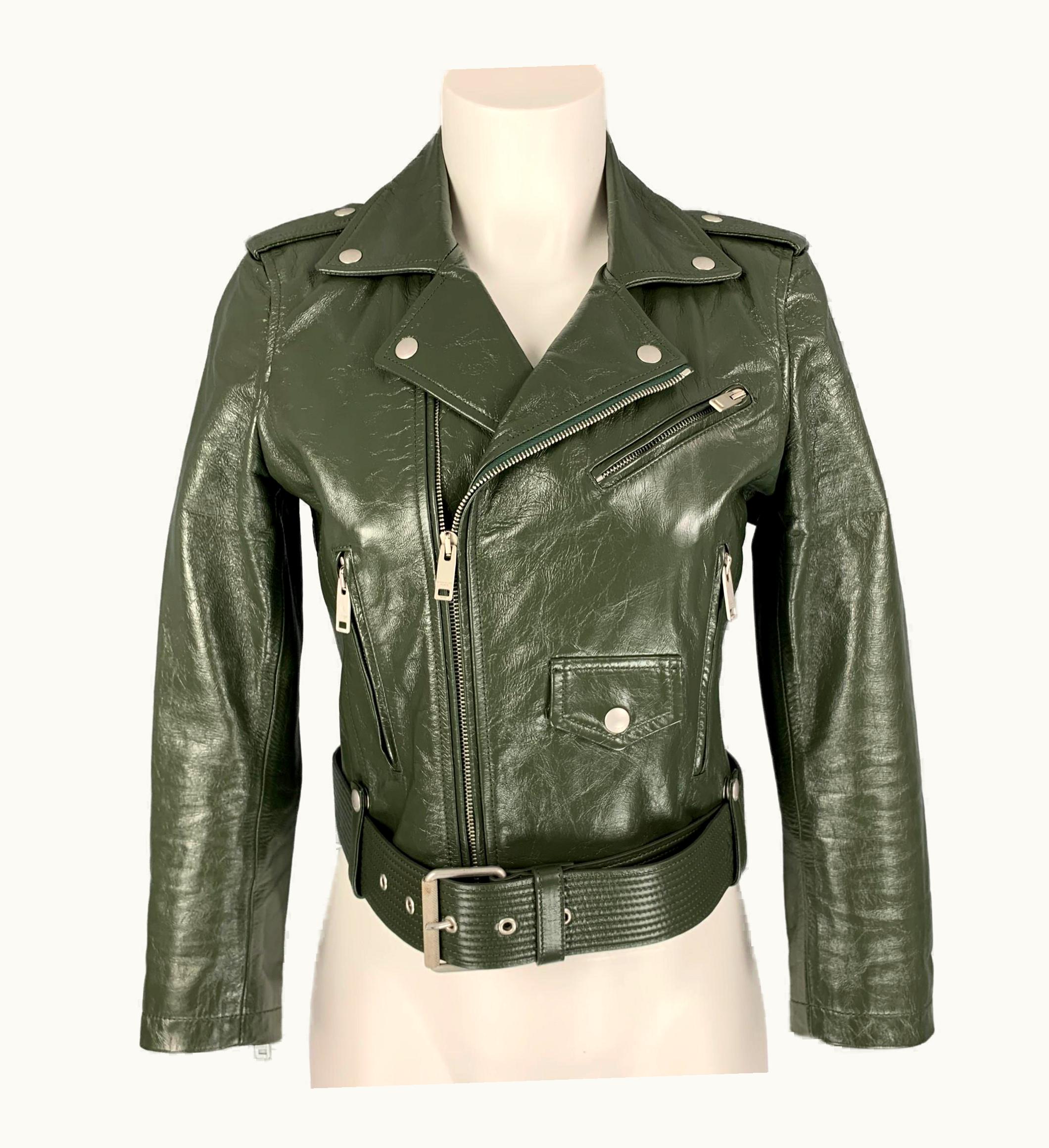 Givenchy Givenchy Green Leather Calfskin Biker Jacket