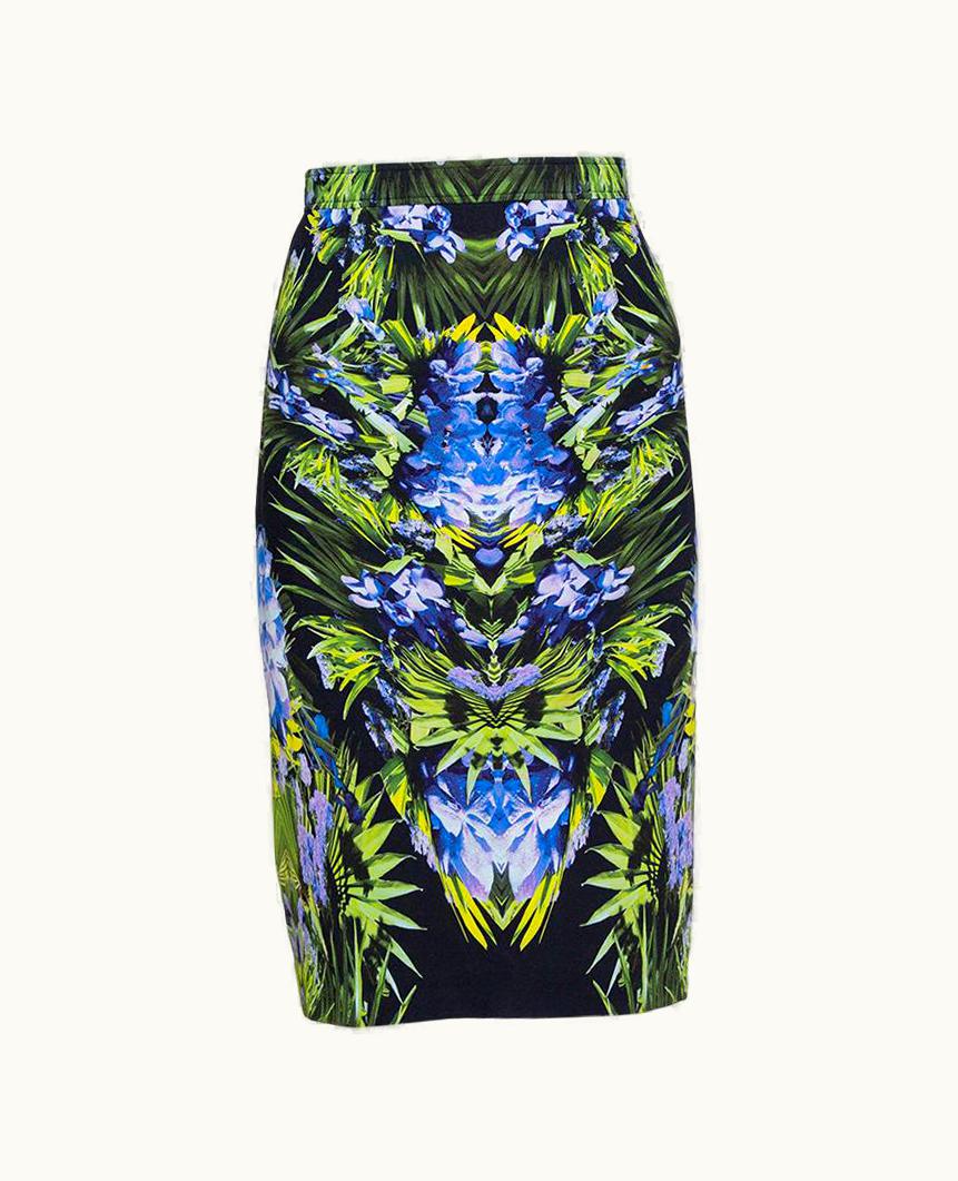 Givenchy Givenchy Black Printed Crepe Knee Length Skirt
