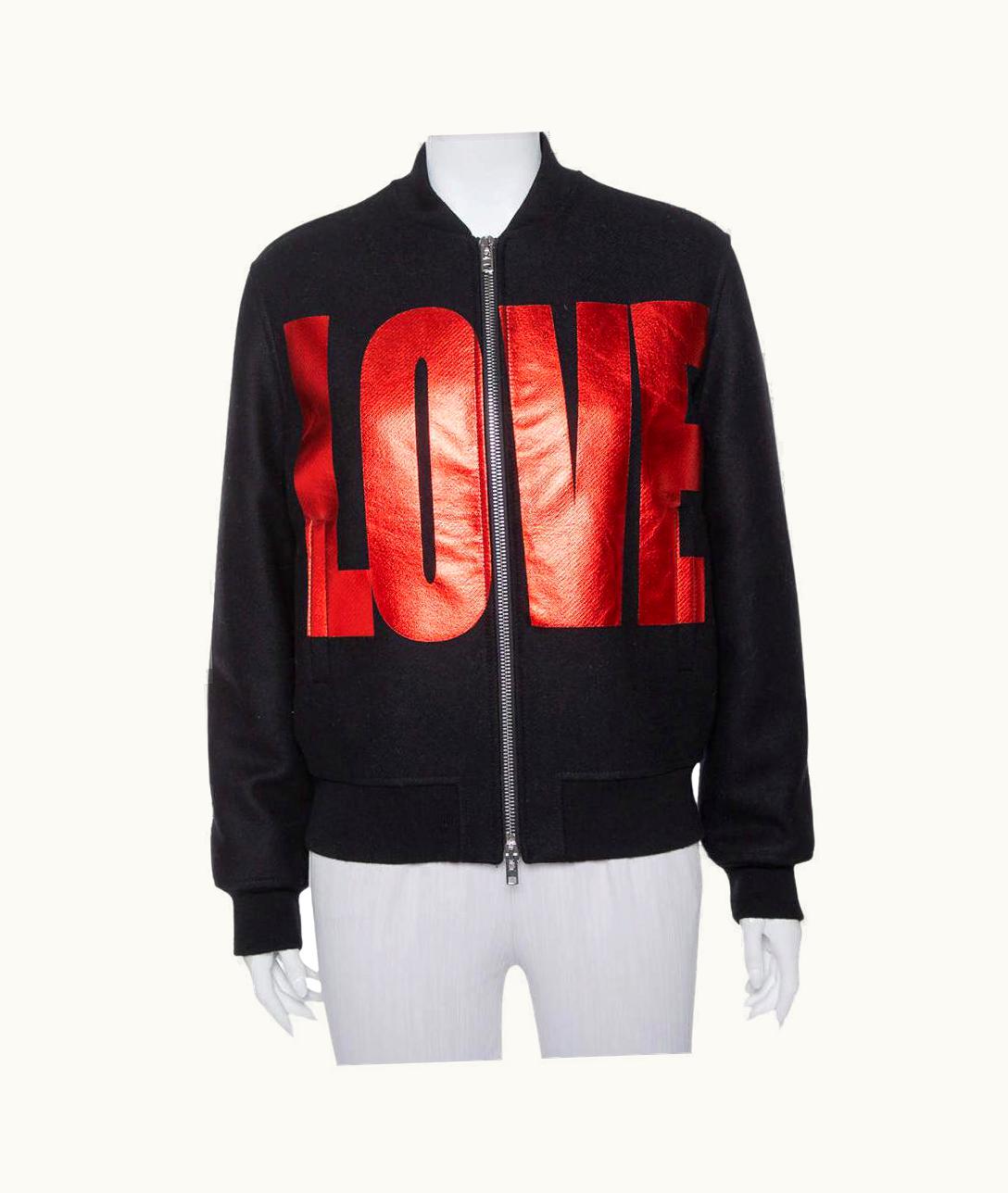 Givenchy Givenchy Black Wool Love Printed Bomber Jacket