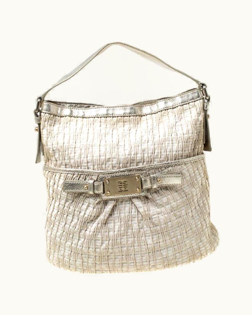 Givenchy Givenchy Beige Shimmering Canvas And Leather Trim Hobo