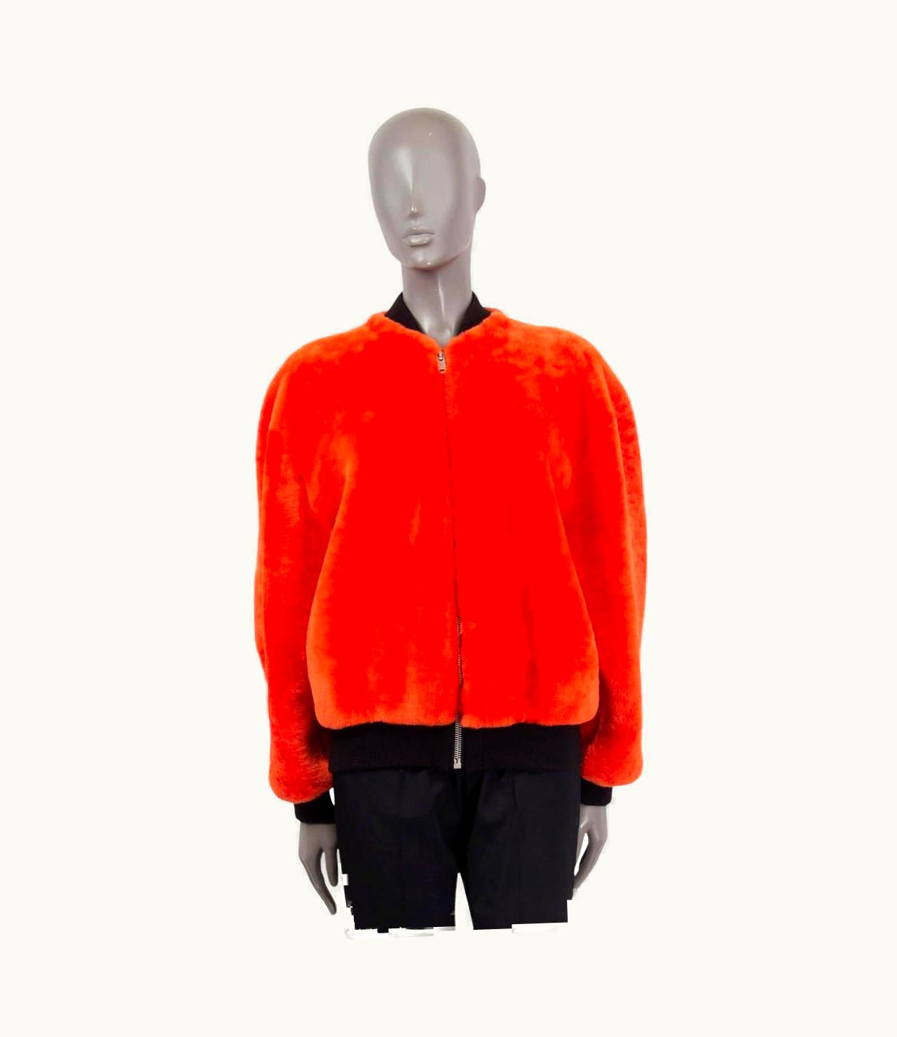 Givenchy Givenchy Bright Orange Shearling Bomber Jacket