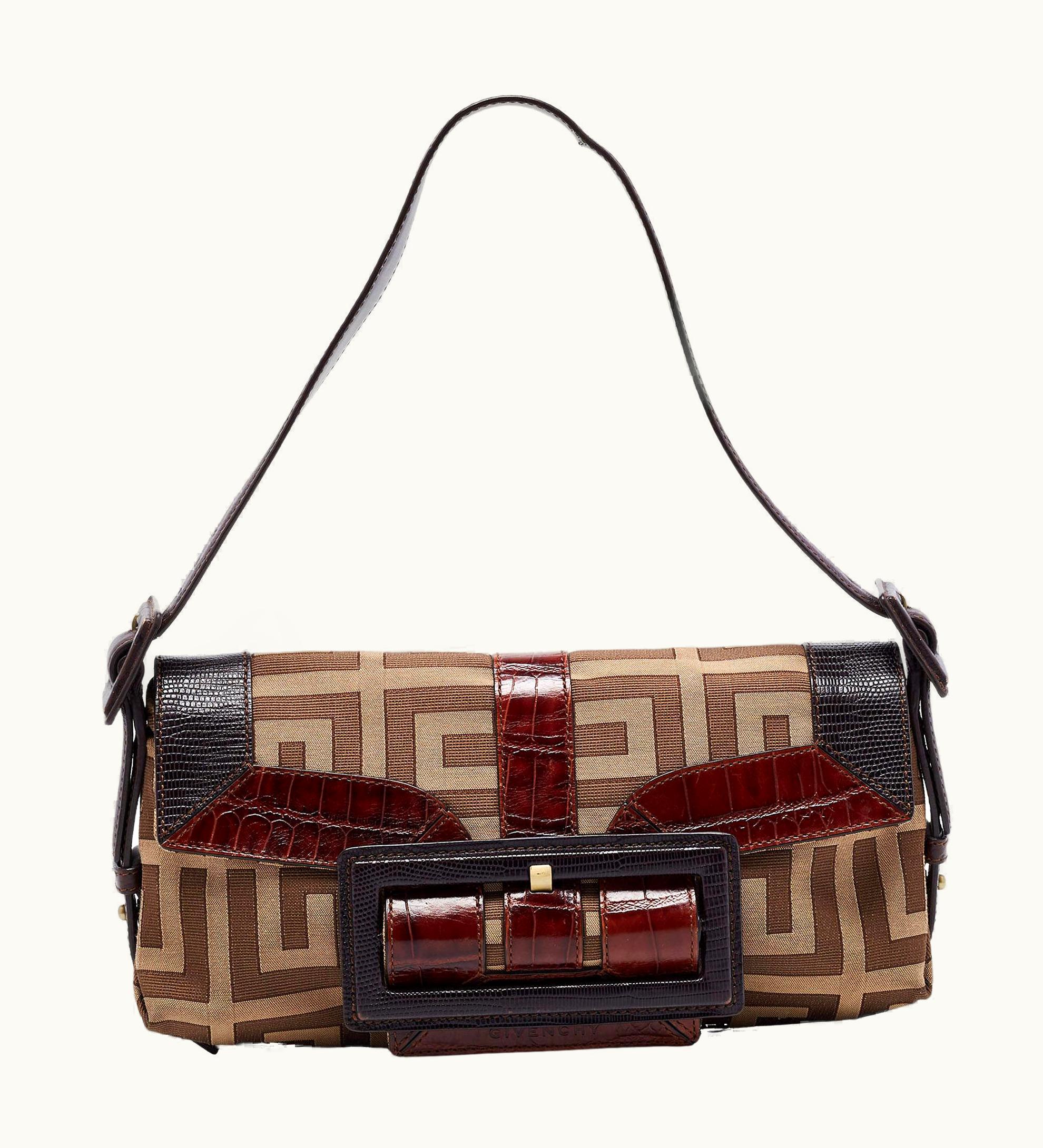 Givenchy Givenchy Brown Zucca Canvas And Leather Trimmed Baguette