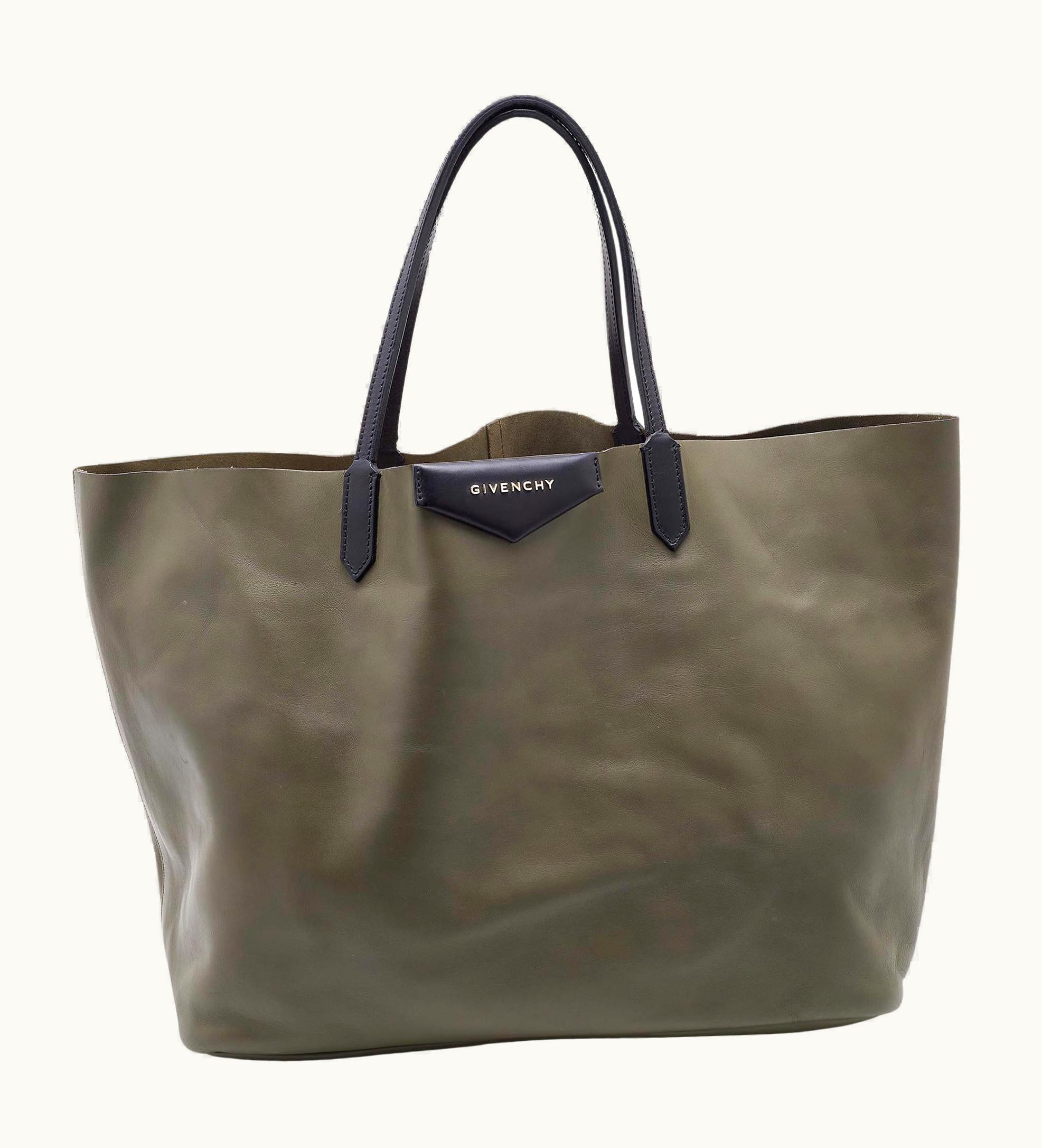 Givenchy Givenchy Olive Green Leather Large Antigona Shopper Tote