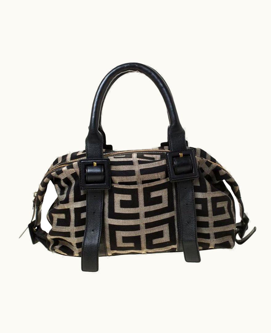 Givenchy Givenchy Black Monogram Canvas And Leather Buckle Shoulder Bag