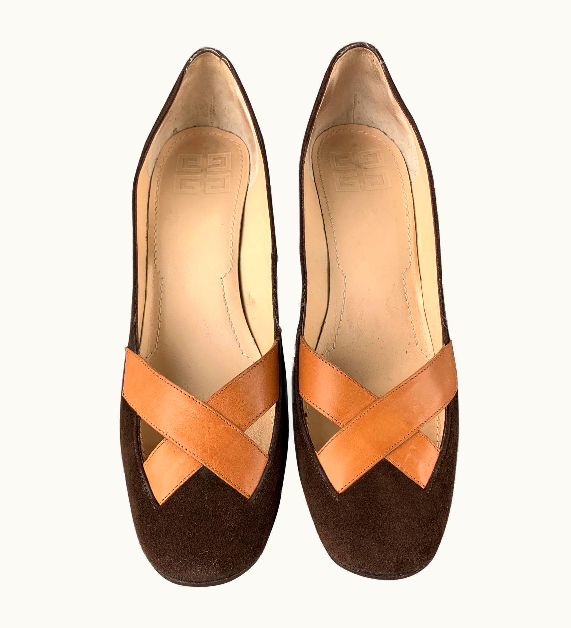 Givenchy Givenchy .5 Brown & Cognac Suede Criss-Cross Pumps