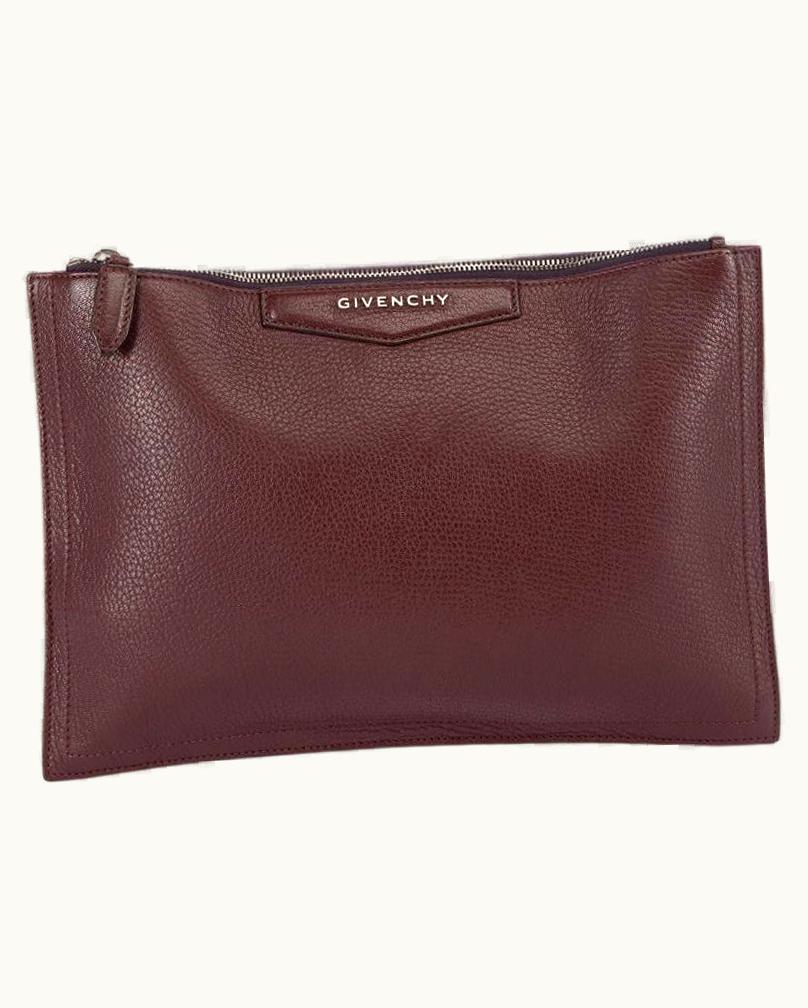 Givenchy Givenchy Women' Burgundy Pebbled Leather Clutch Bag