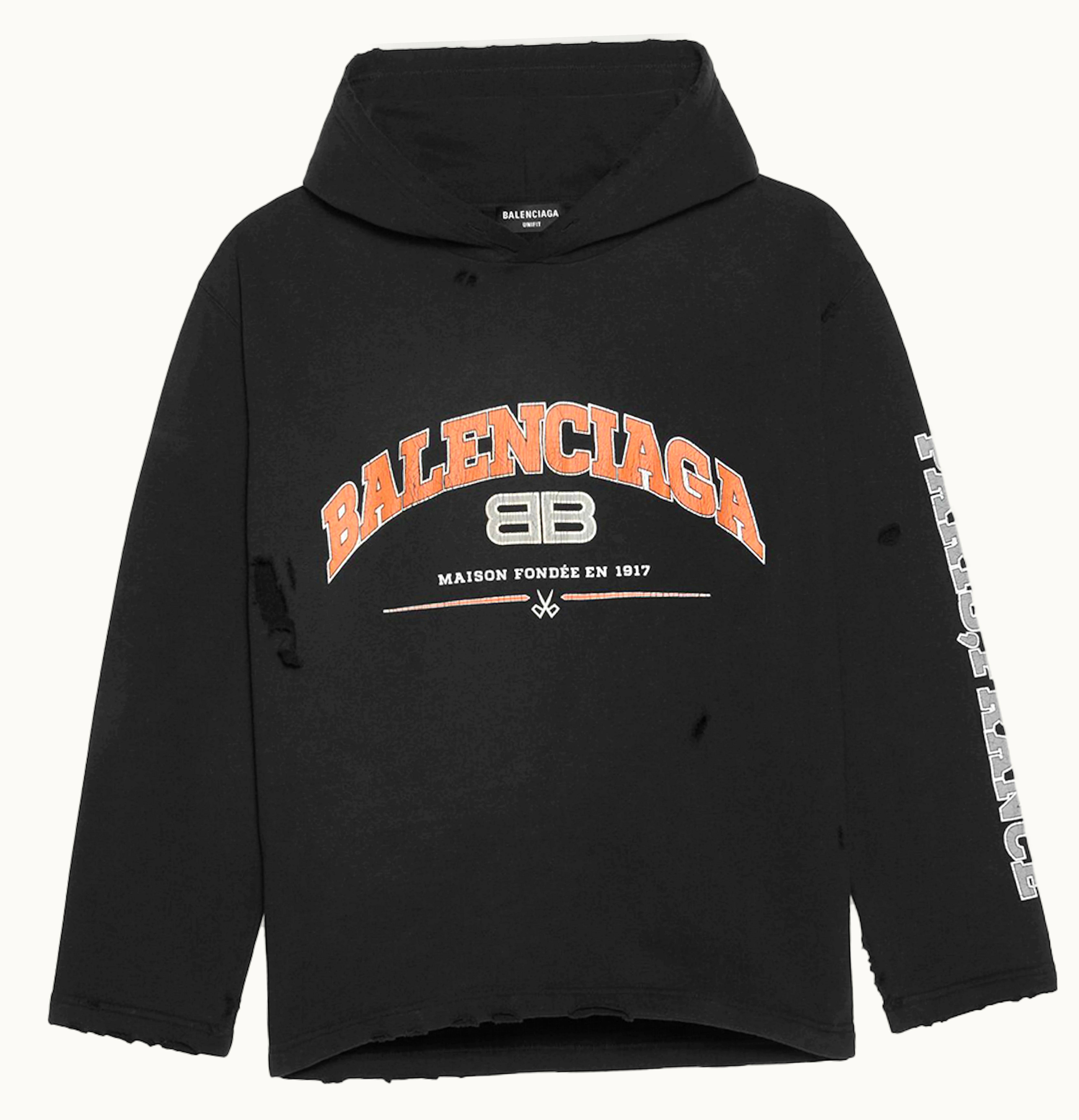 Balenciaga Balenciaga Womens Maison Balenciaga Cropped Hoodie Black Orange White