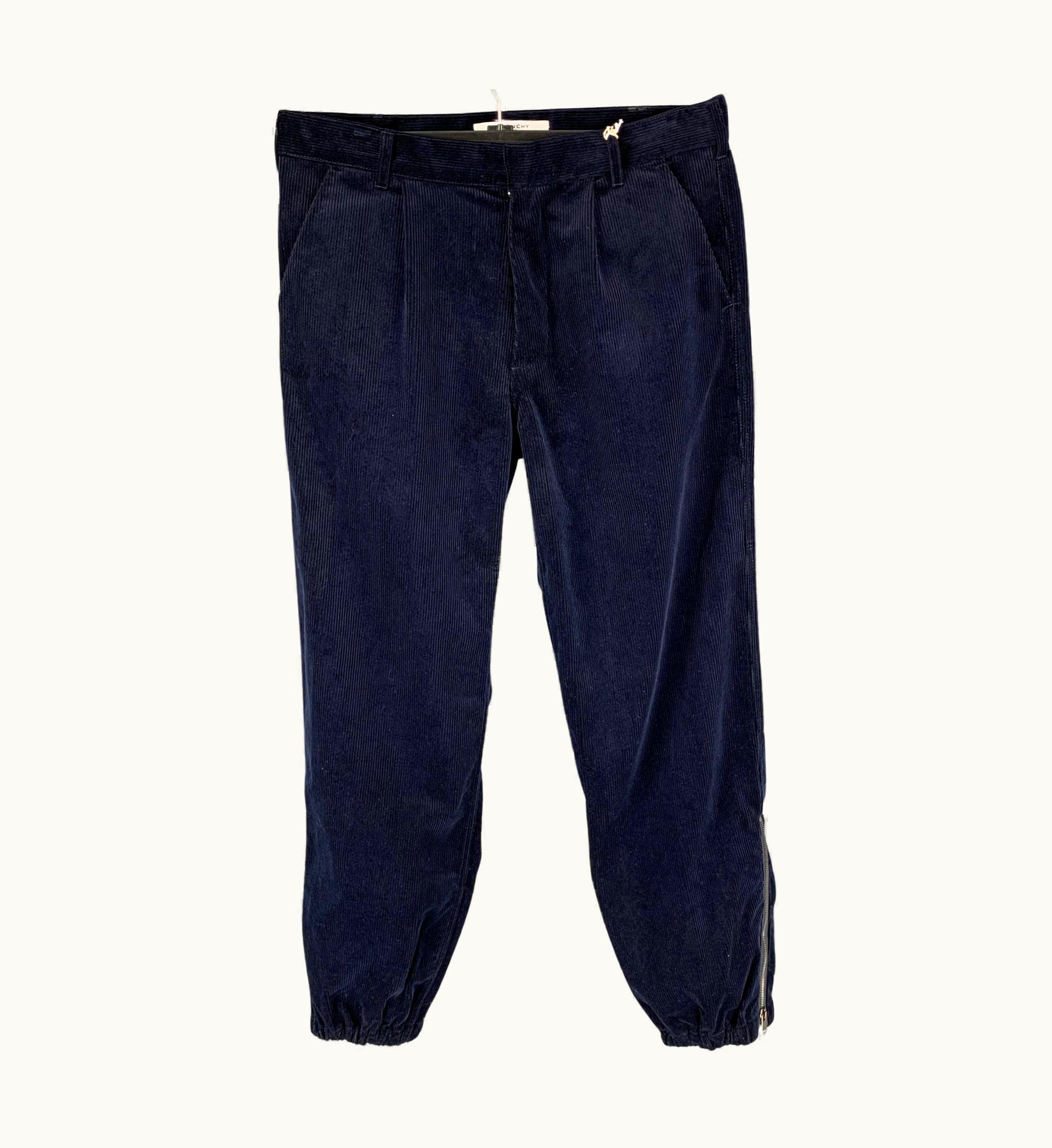Givenchy Givenchy Navy Blue Relaxed Corduroy Combat Trousers