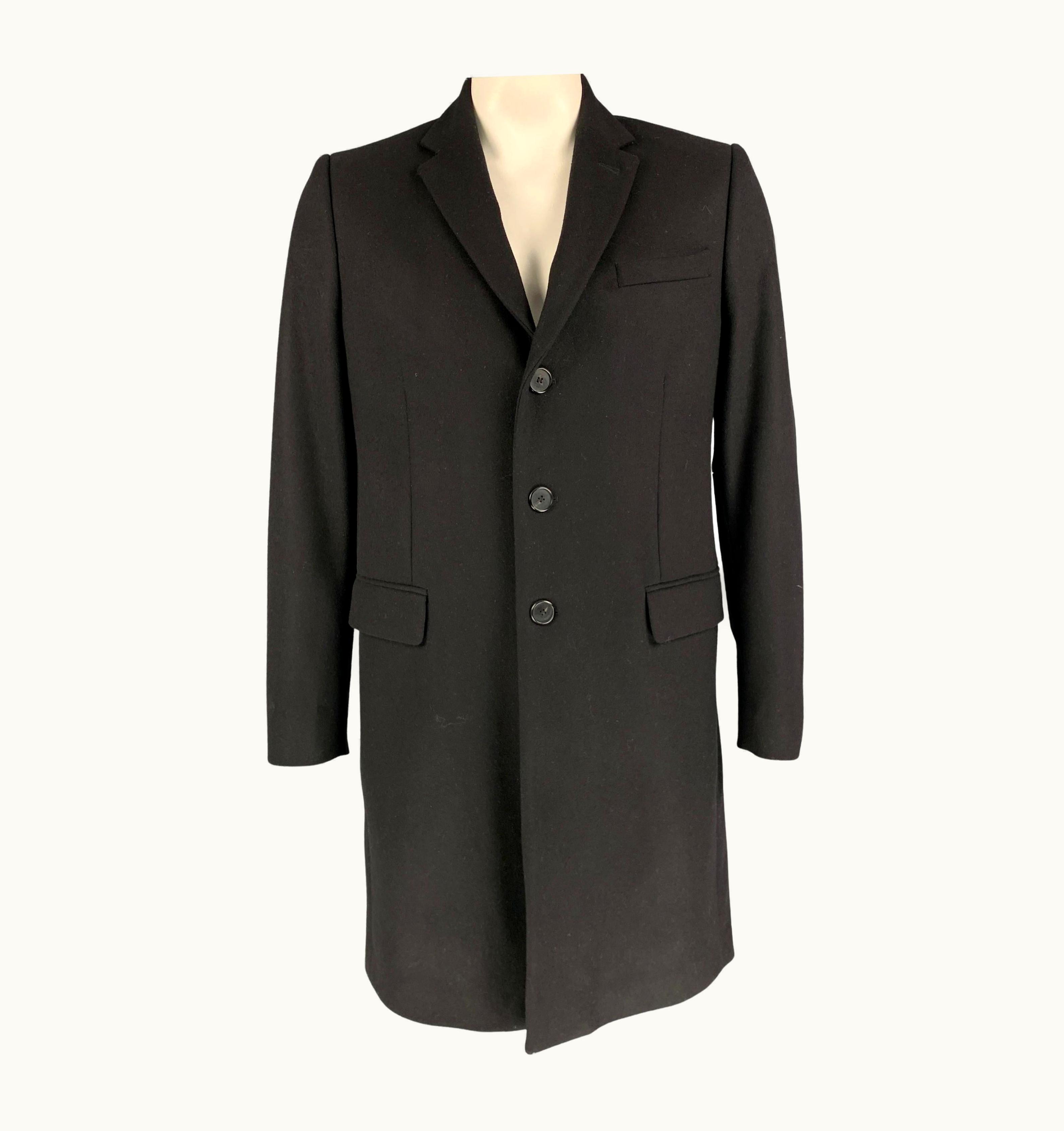 Givenchy Givenchy Black Wool Blend Notch Lapel Coat