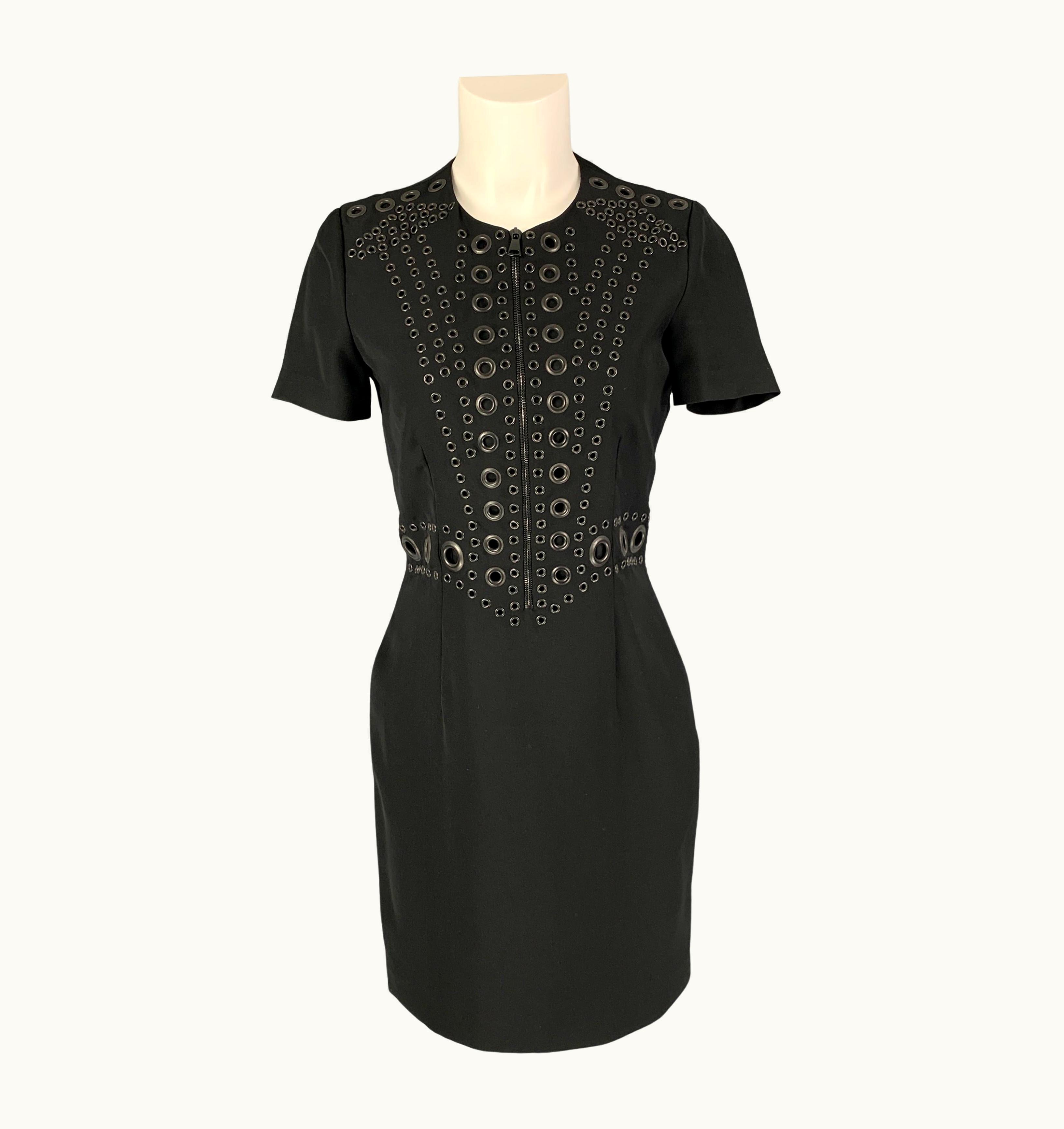 Givenchy Givenchy Black Gunmetal Polyester Short Sleeve Dress