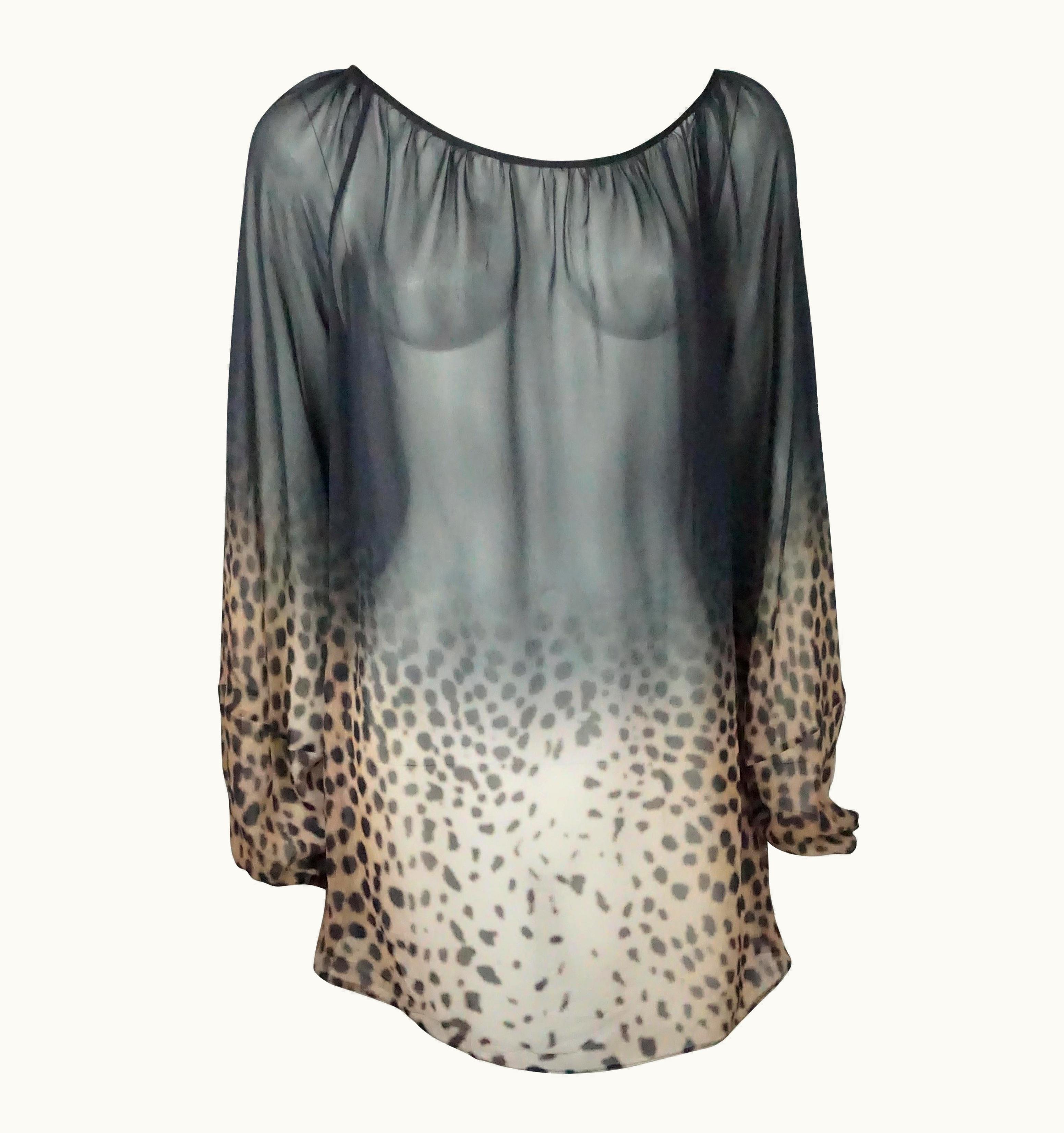 Givenchy Givenchy Animal Print Silk Chiffon Peasant Style Top