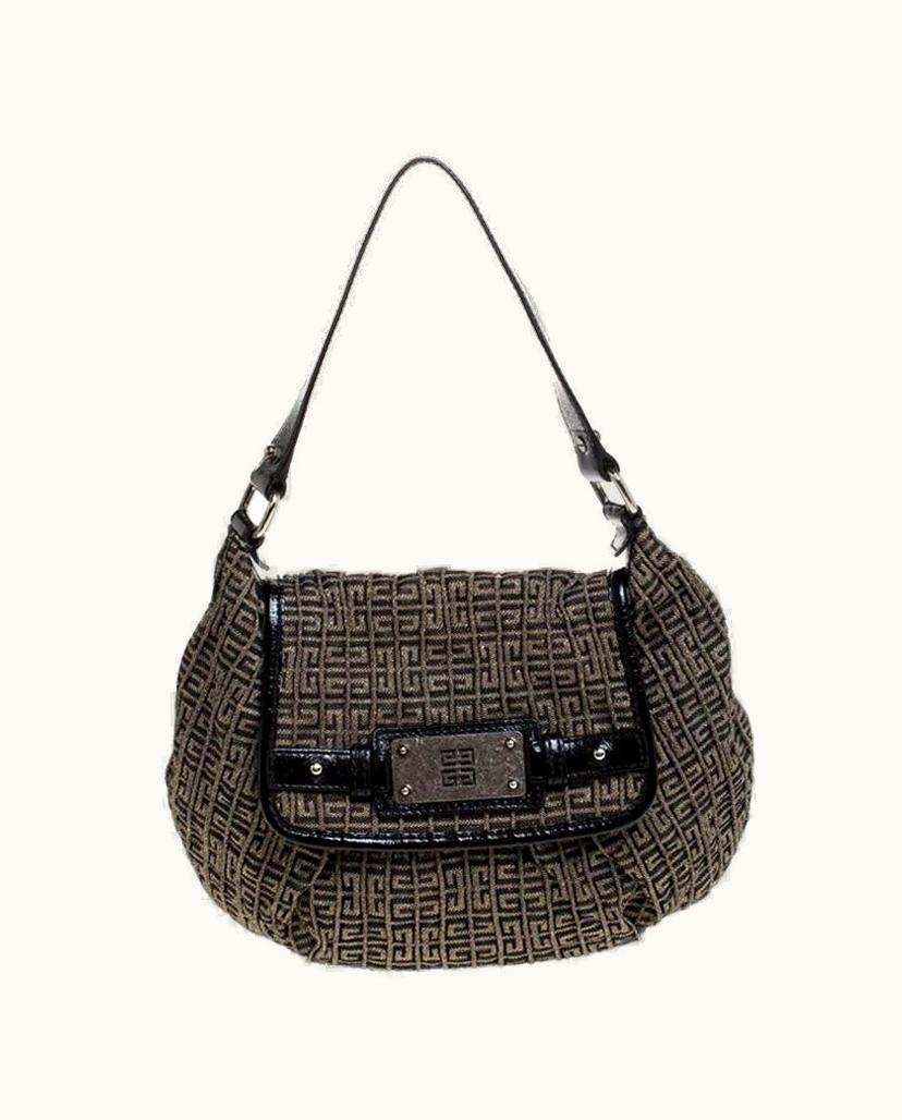 Givenchy Givenchy Brown/Black Monogram Canvas And Patent Leather Hobo