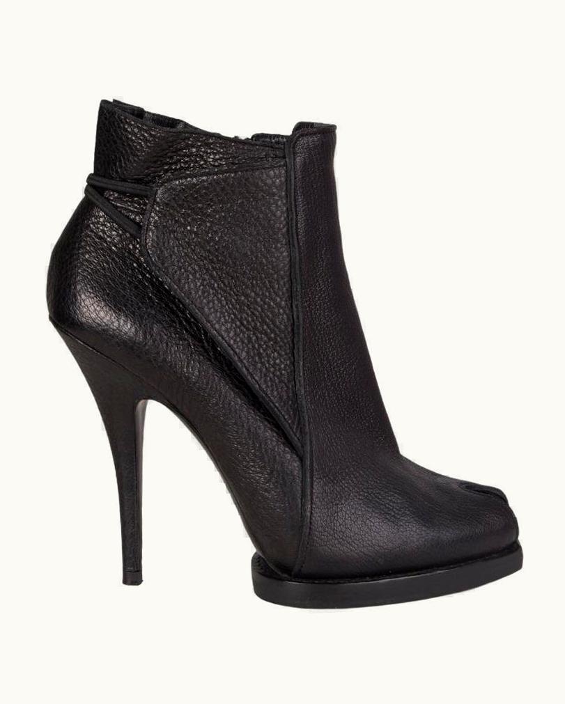 Givenchy Givenchy Black Leather Peep-Toe Ankle Boots Shoes