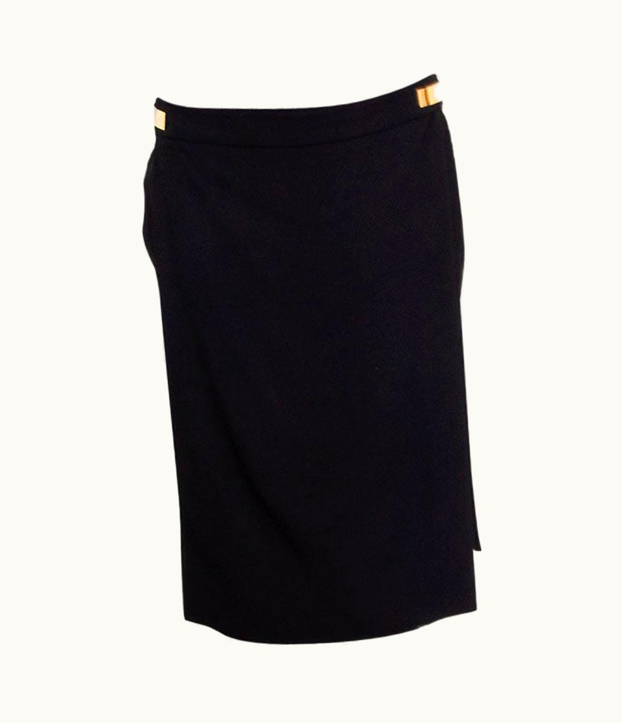 Givenchy Givenchy Black Viscose Metal Detail Paneled Skirt