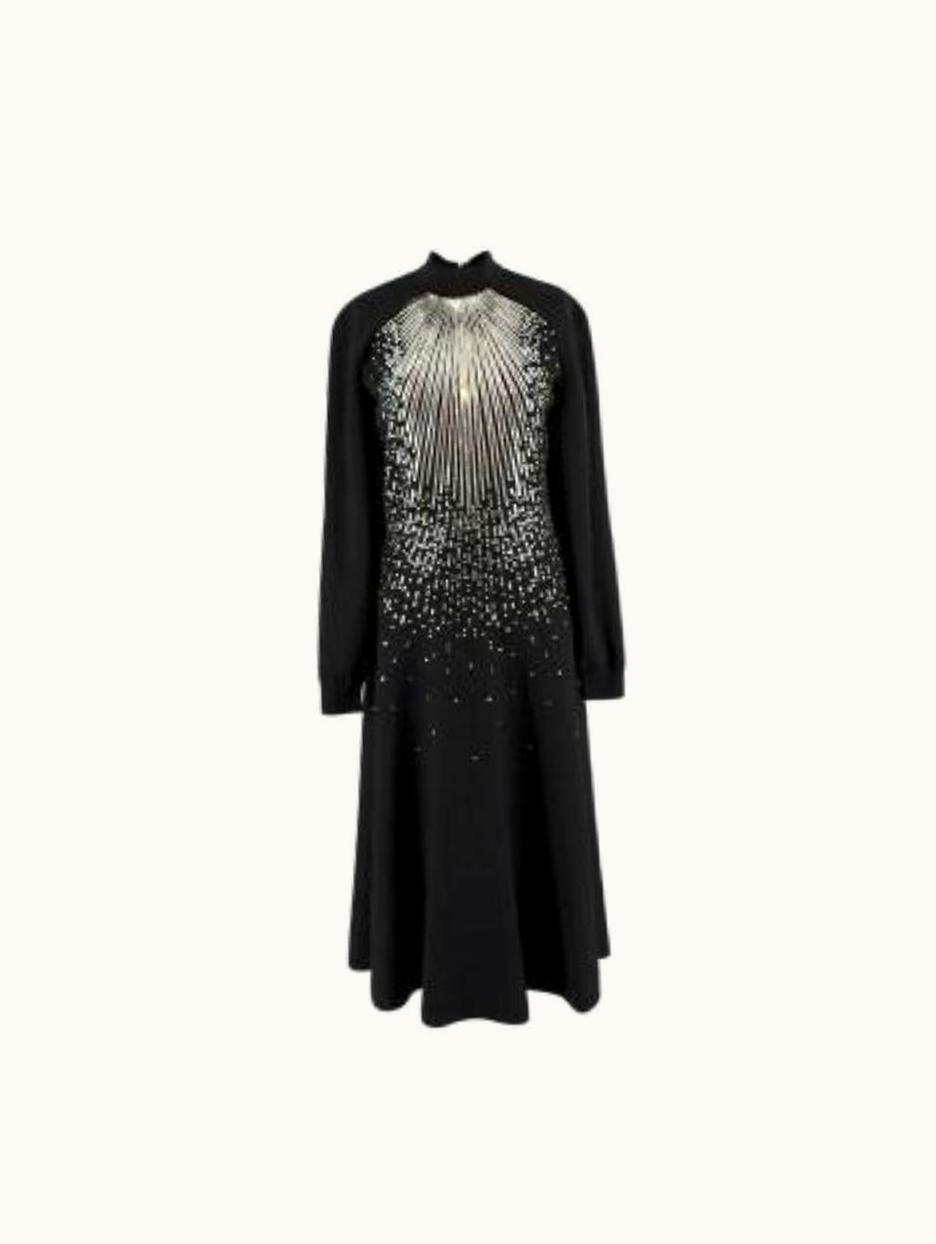 Givenchy Givenchy Black Sequin Embellished High Neck Long Sleeve Dress