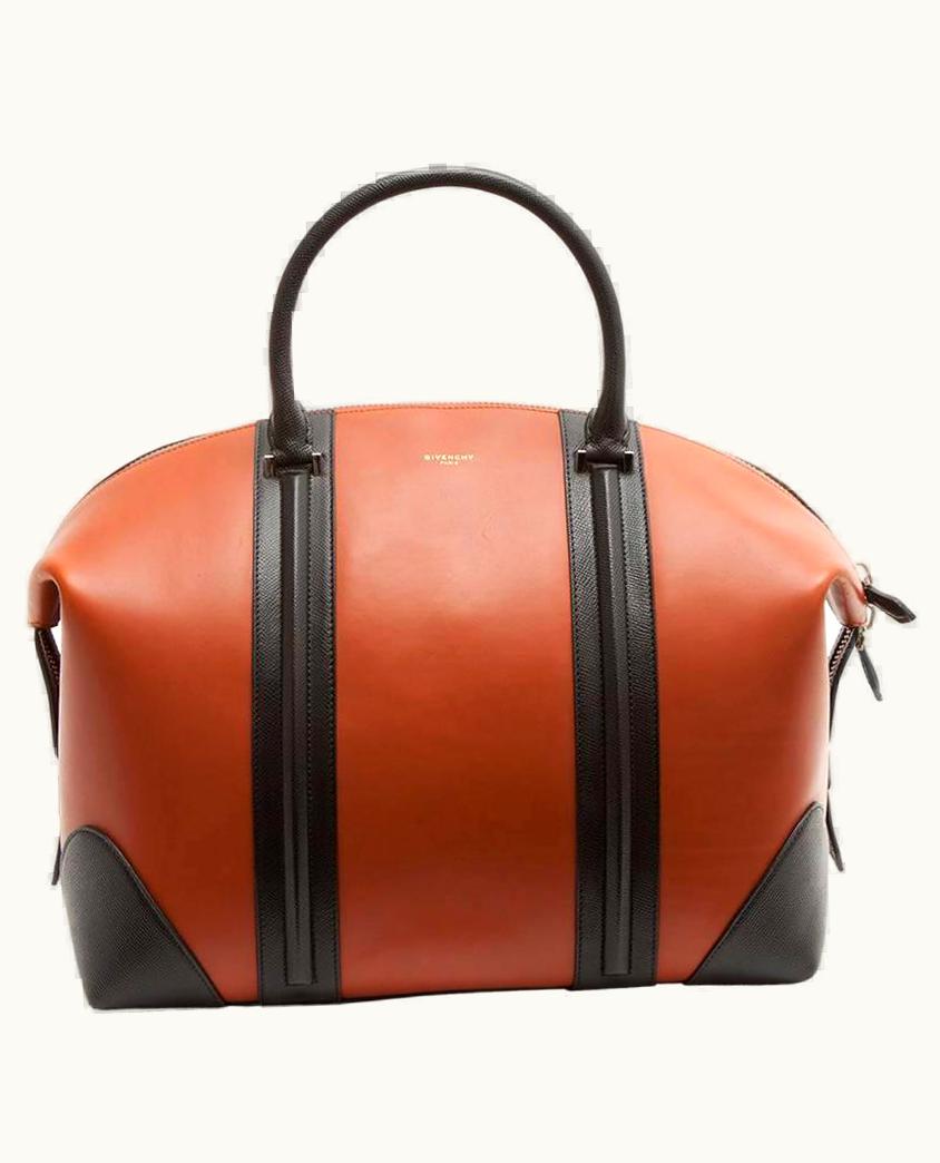 Givenchy Givenchy 24 Hour Camel Leather And Black Grained Leather Bag